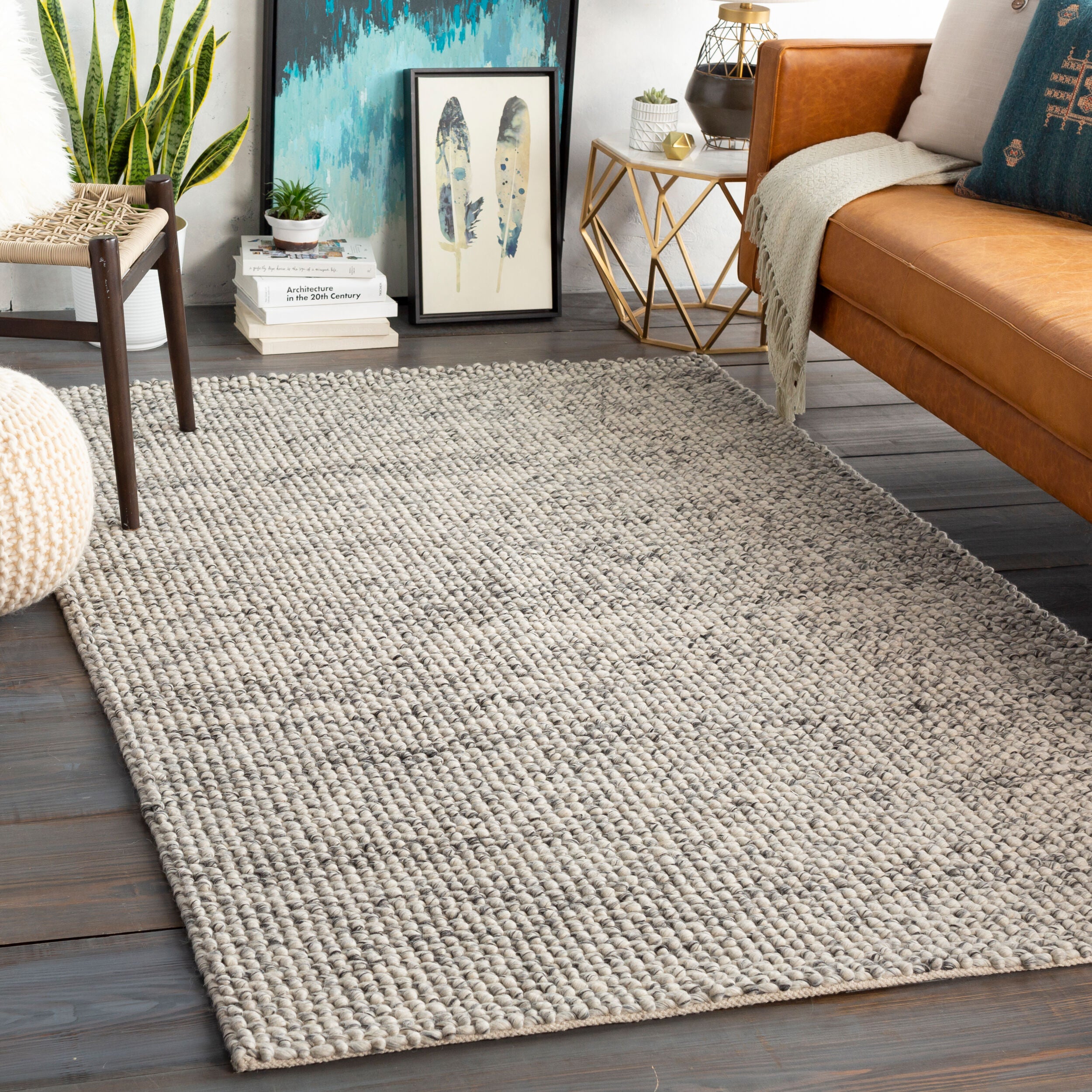 Lucy Charcoal Handwoven Rug RUGS - wool Surya