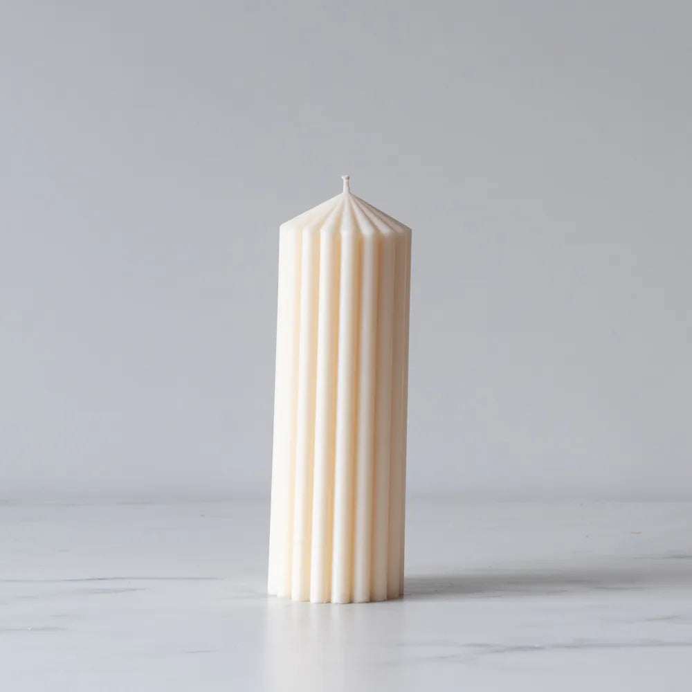 Ivory Ribbed Pillar Candle candle Estelle (Faire) Medium