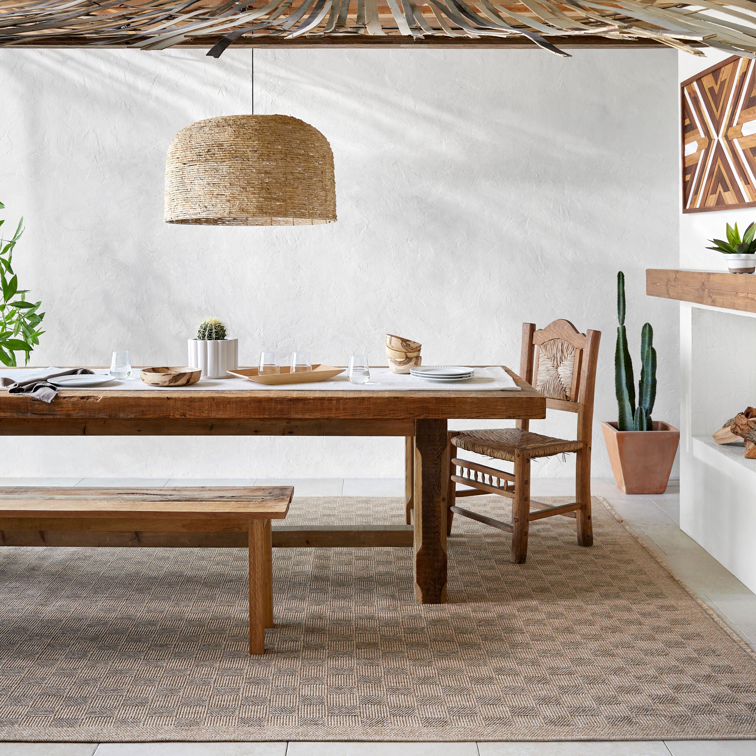 Mitchell Charcoal / Natural Checkered Outdoor Rug 0-patterned rugs Surya