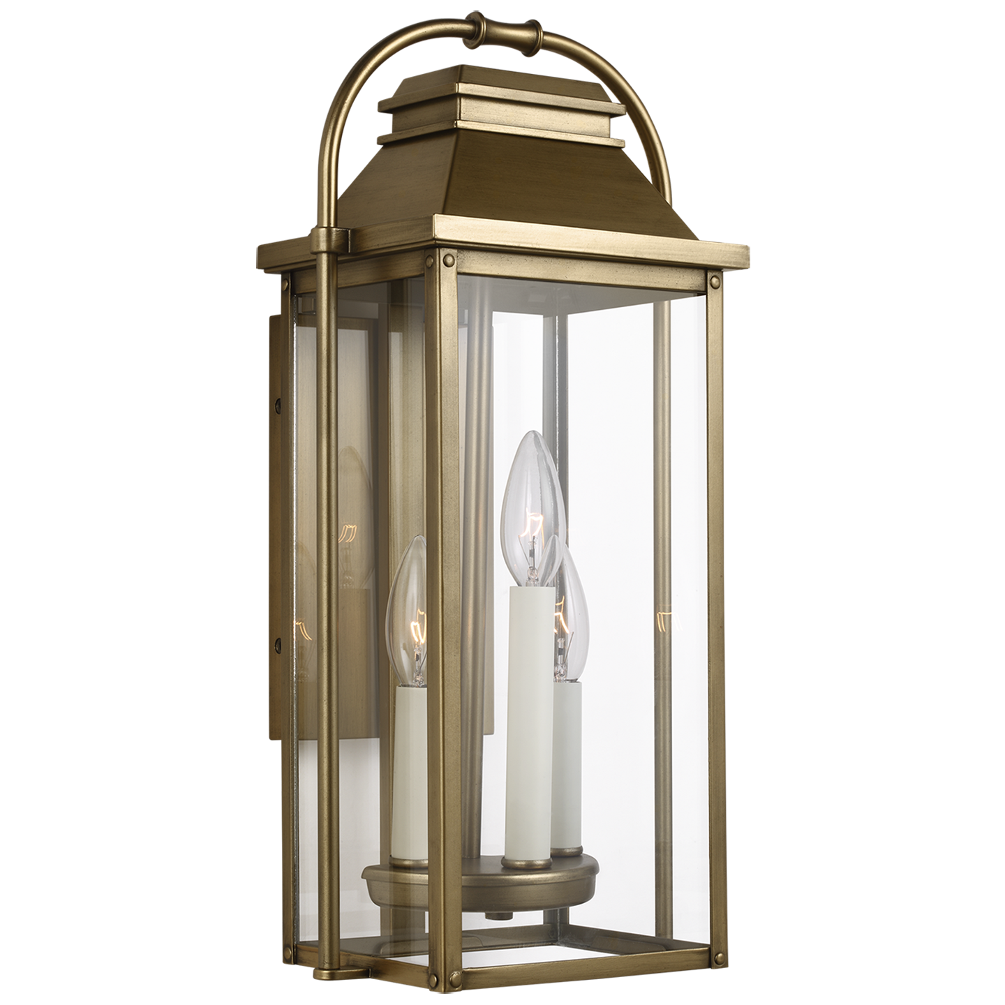 Wellsworth Small Lantern LIGHTING - outdoor fixture Visual Comfort Distressed Brass