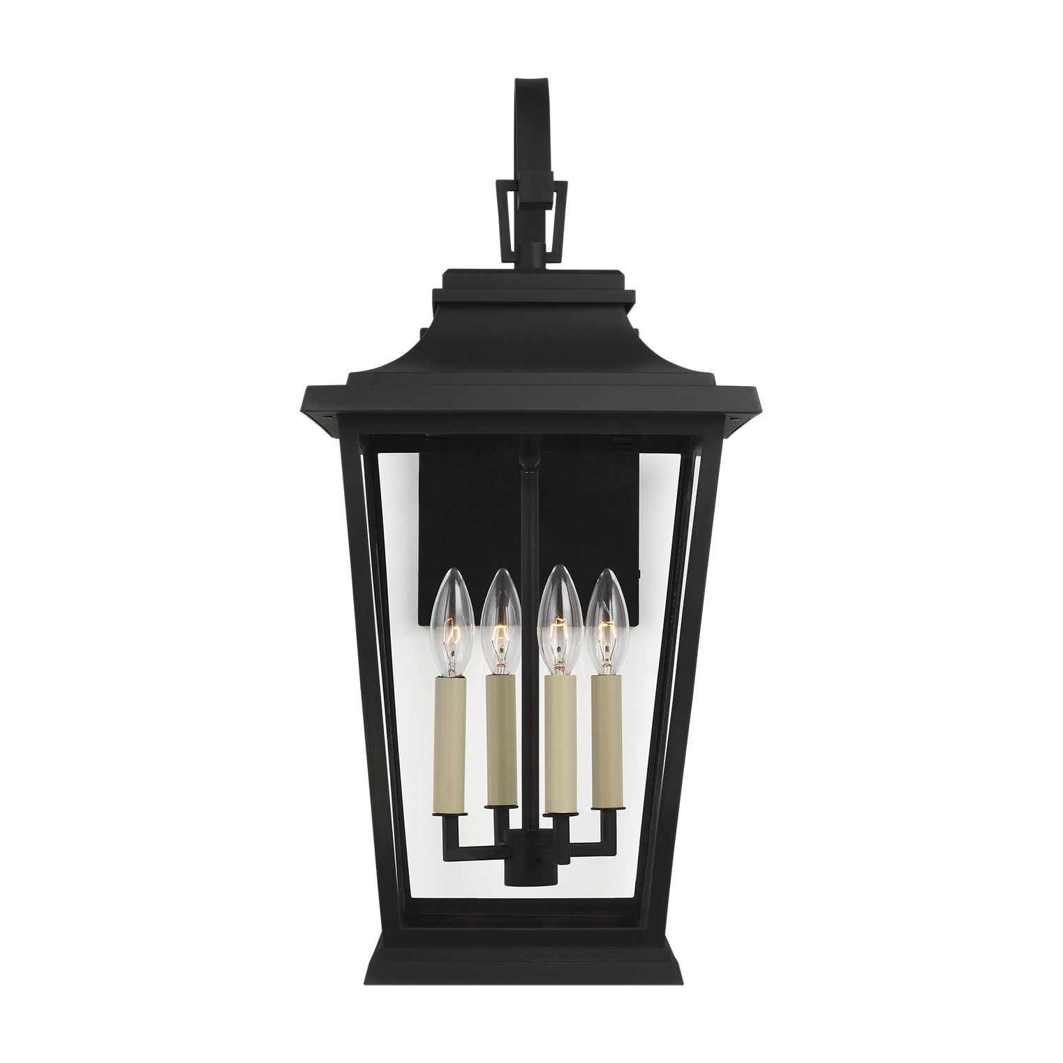 Warren Large Lantern LIGHTING - outdoor fixture Visual Comfort Textured Black