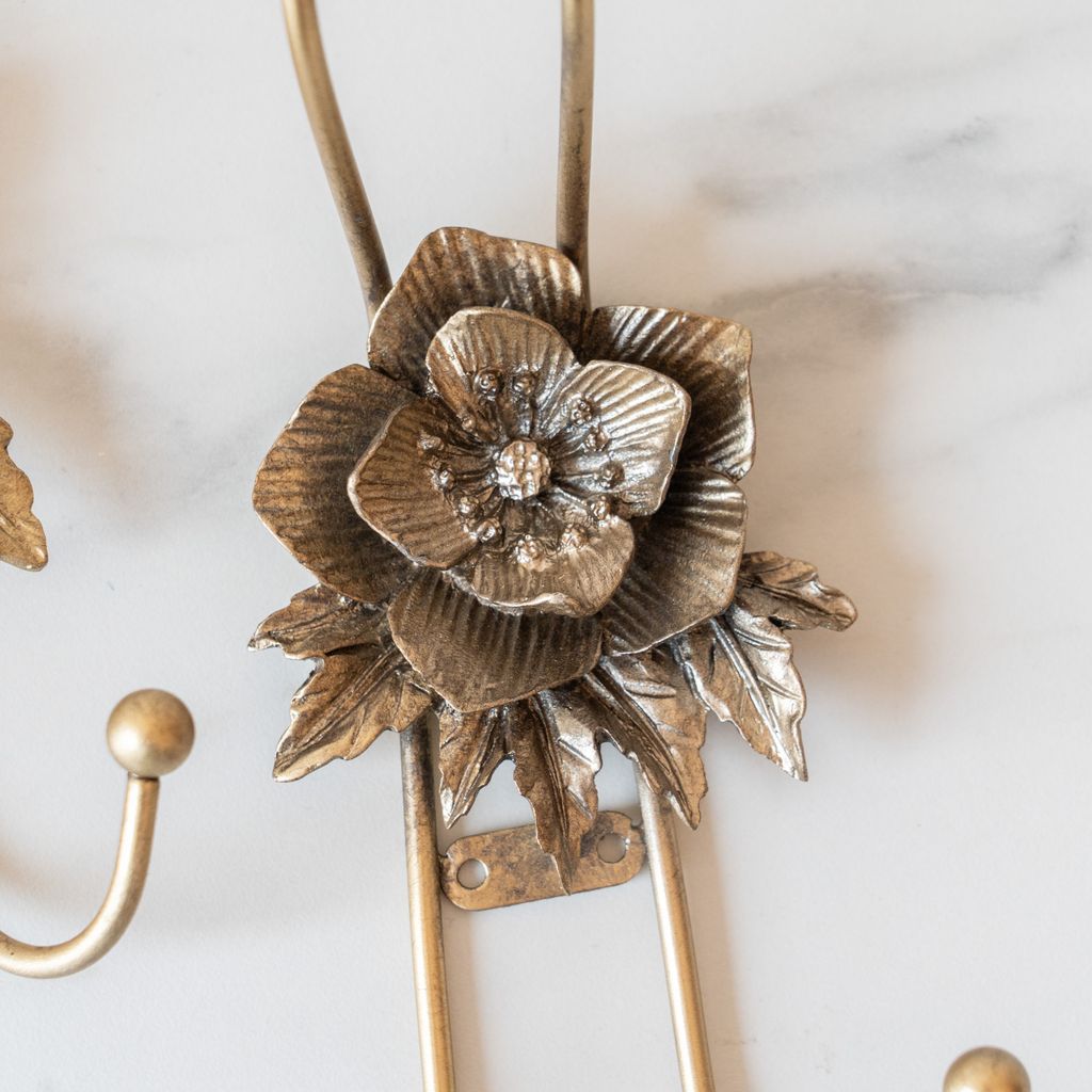 Flower Hook with Antique Gold Finish wall hook Vagabond Vintage (Faire)