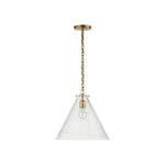 Katie Conical Pendant LIGHTING - pendant Visual Comfort Hand-Rubbed Antique Brass Clear Glass