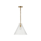Katie Conical Pendant LIGHTING - pendant Visual Comfort Hand-Rubbed Antique Brass Clear Glass