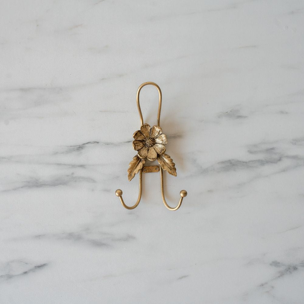 Flower Hook with Antique Gold Finish wall hook Vagabond Vintage (Faire) Style 3