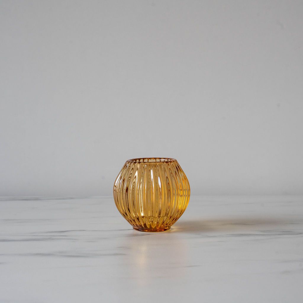 Ridged Glass Taper/Votive Holder candle holder Abbott Collection Amber Glass