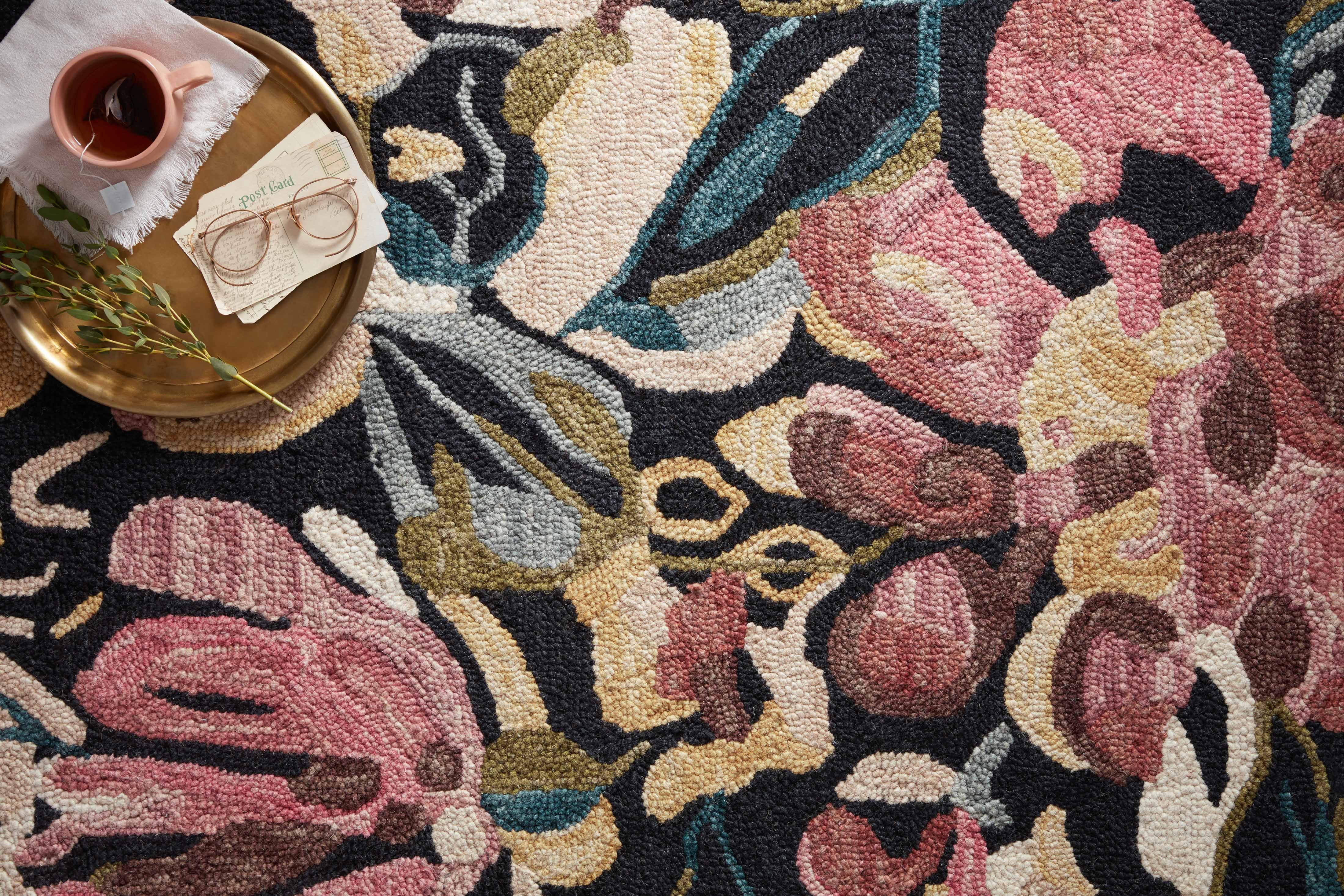 Loloi Belladonna Black / Berry Rug 0-RUGS-wool rugs Loloi