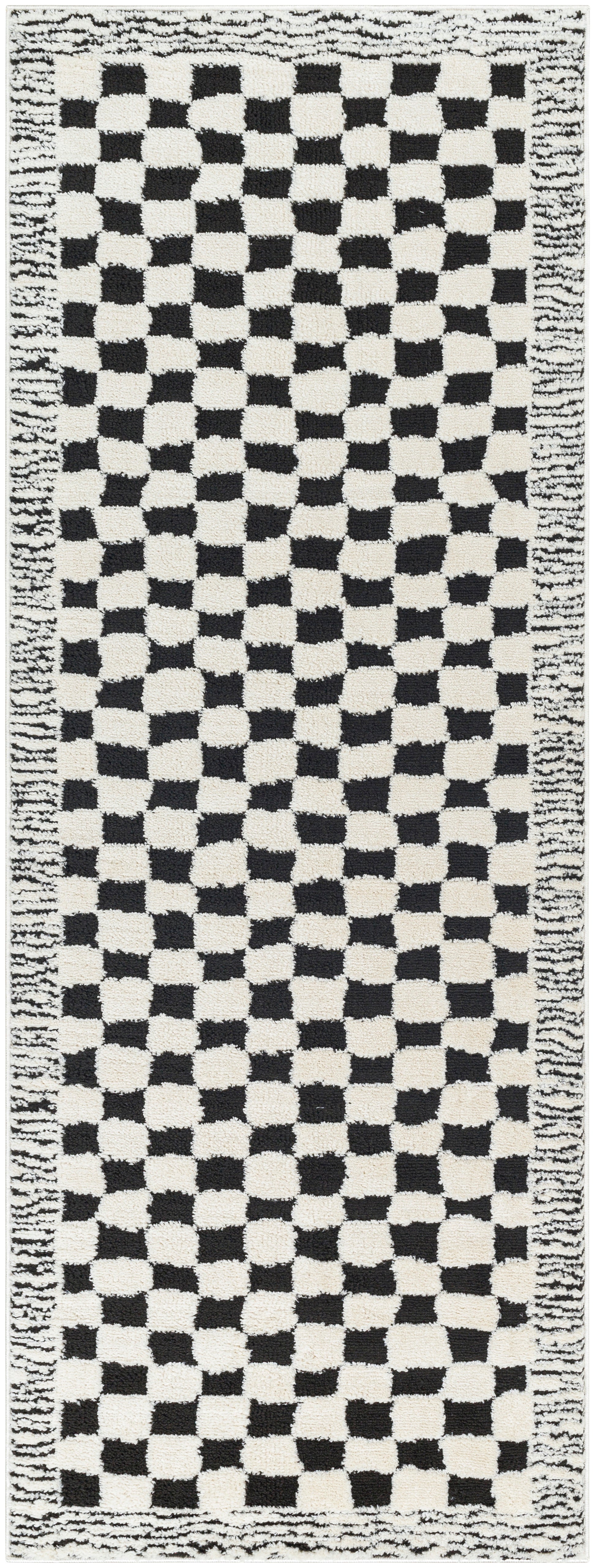 Floyd Black Border Checkered Rug 0-RUGS - patterned Surya