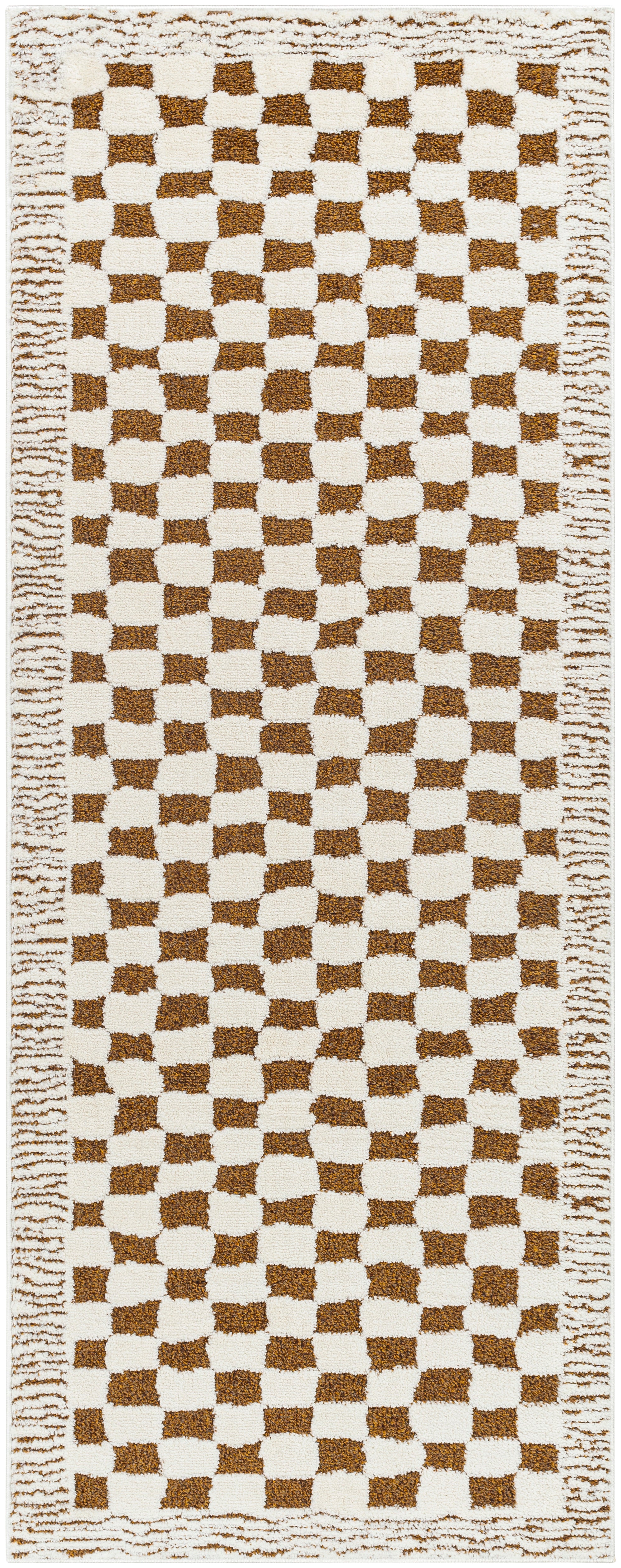 Floyd Camel Border Checkered Rug 0-RUGS - patterned Surya