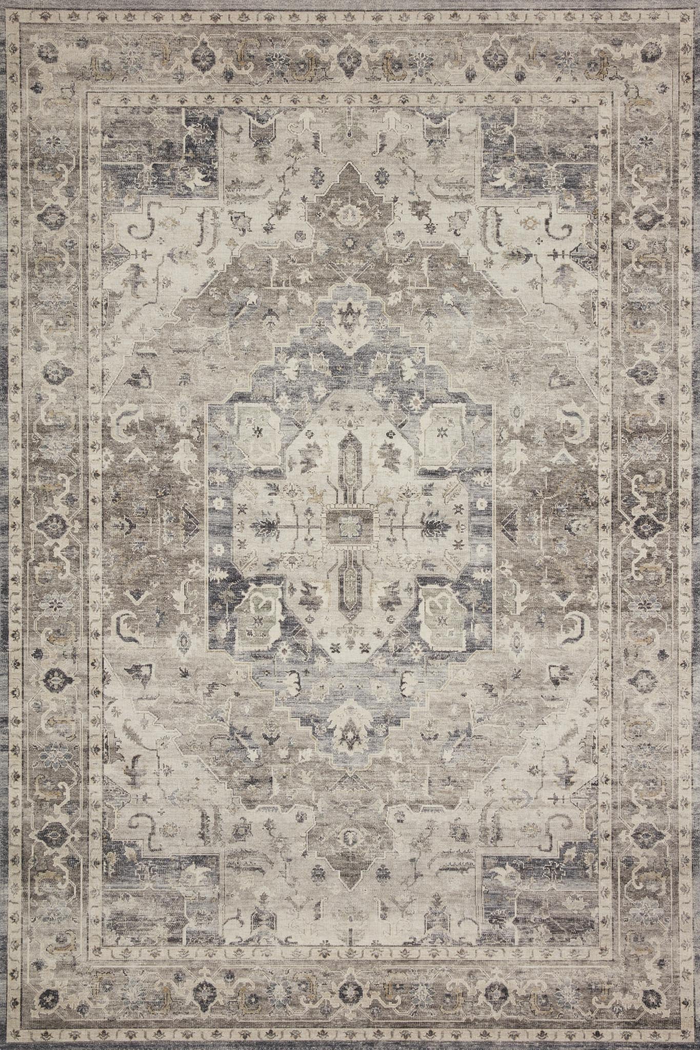 Loloi Hathaway Steel / Ivory Rug 1-RUGS - patterned Loloi