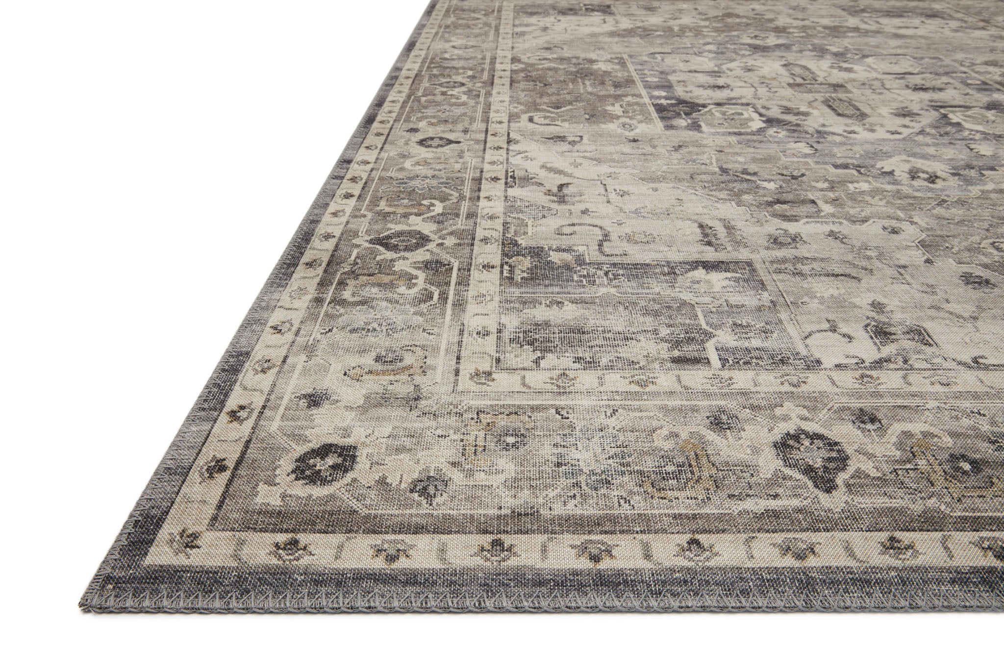 Loloi Hathaway Steel / Ivory Rug 1-RUGS - patterned Loloi