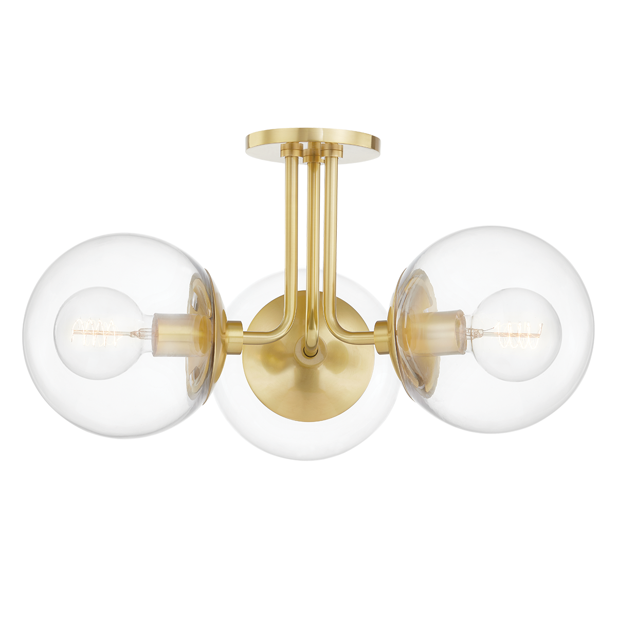 Meadow Semi Flush LIGHITING - semi-flush Hudson Valley Lighting Aged Brass