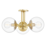 Meadow Semi Flush LIGHITING - semi-flush Hudson Valley Lighting Aged Brass