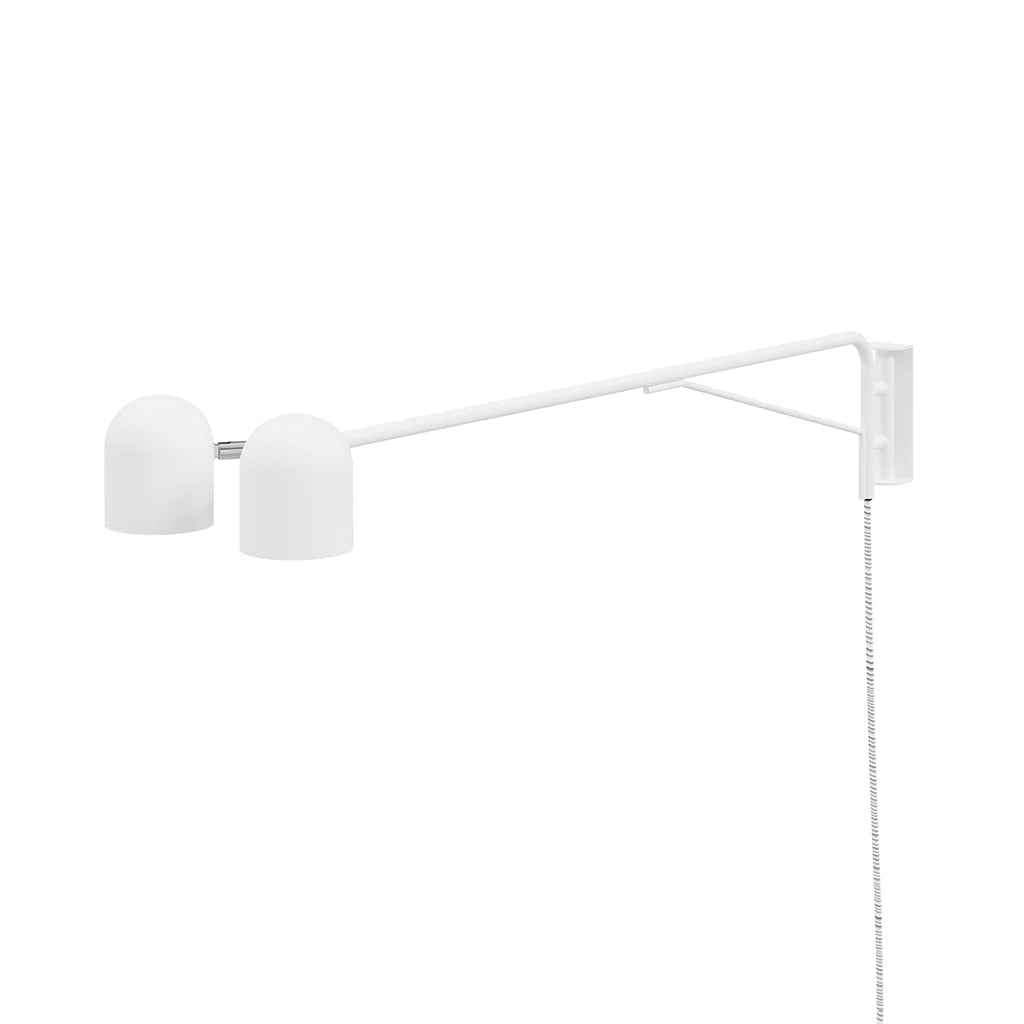 Gus* Modern Tandem Swing Arm Lamp sconce - plug in Gus White