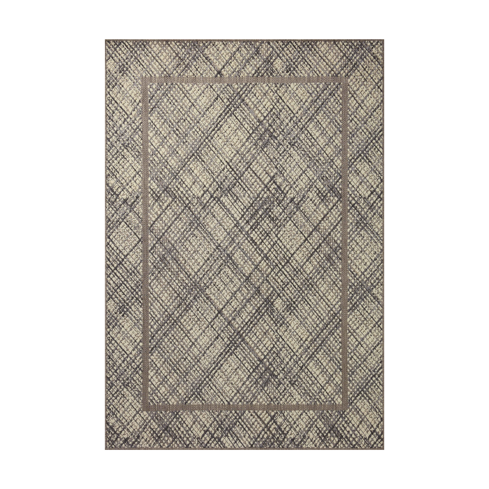 Loloi Rainier Ivory / Charcoal Outdoor Rug 0-RUGS-patterned Loloi