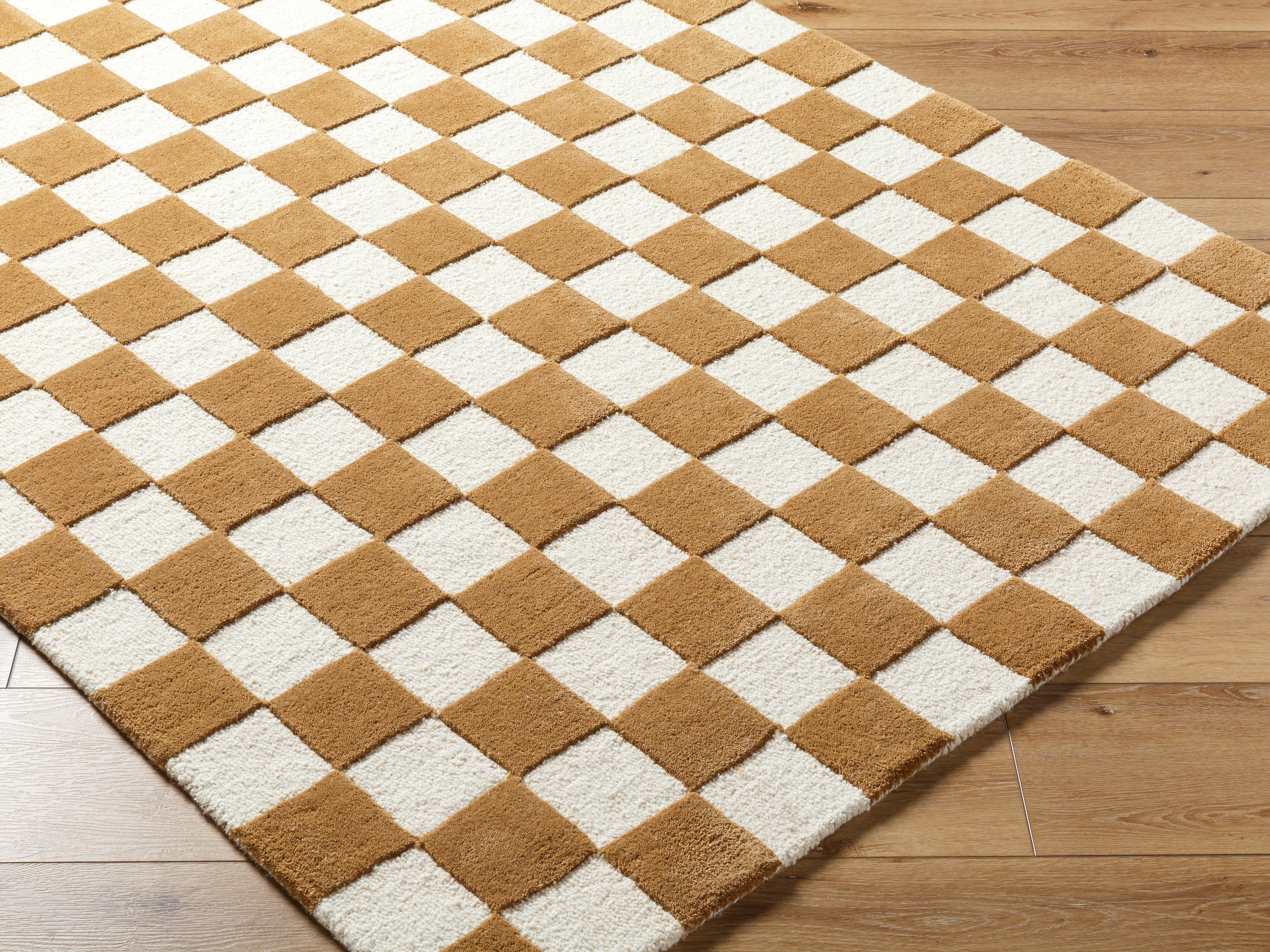 Brooks Checkered Camel Rug 0-RUGS - wool Surya