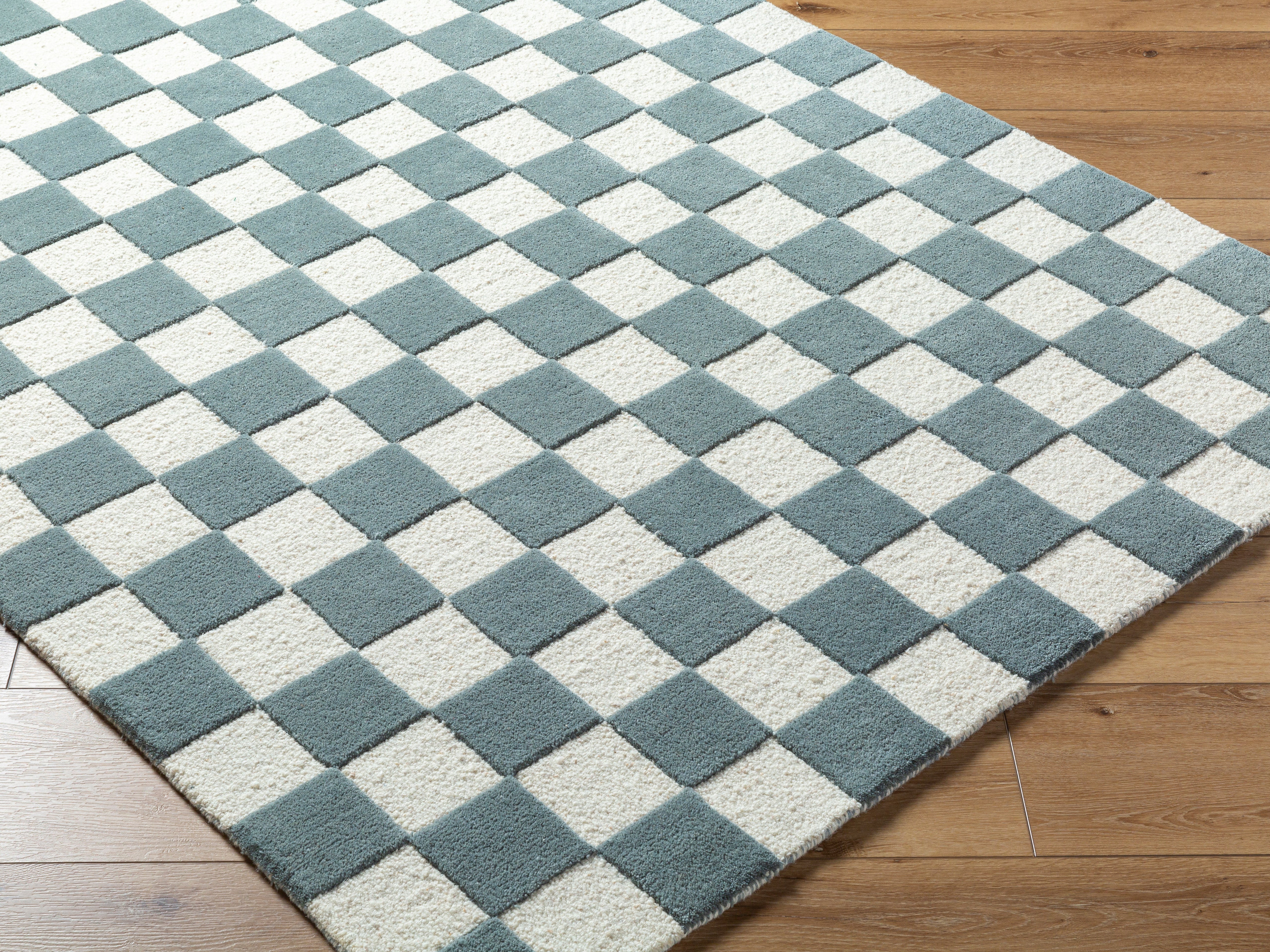 Brooks Checkered Teal Rug 0-RUGS - wool Surya