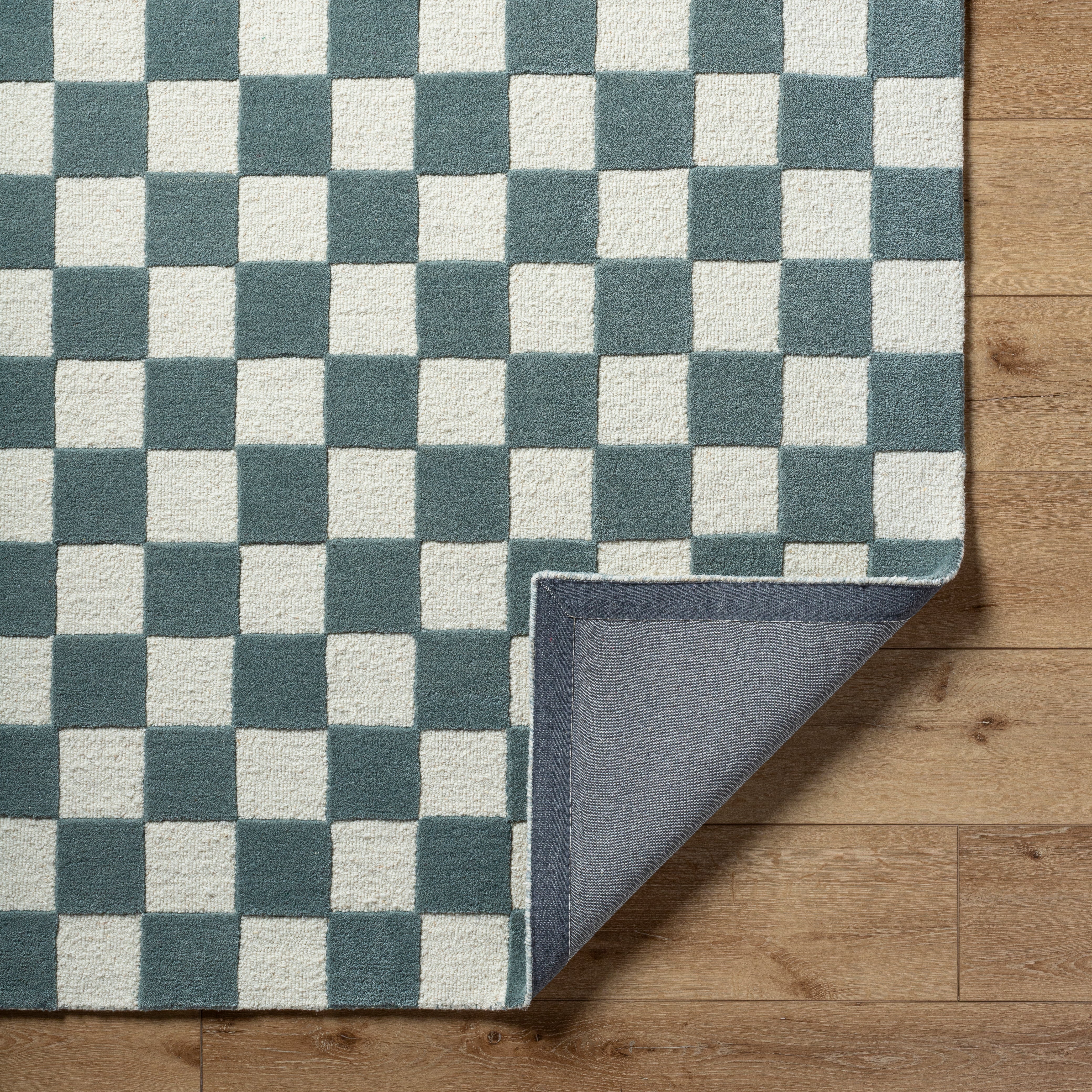 Brooks Checkered Teal Rug 0-RUGS - wool Surya
