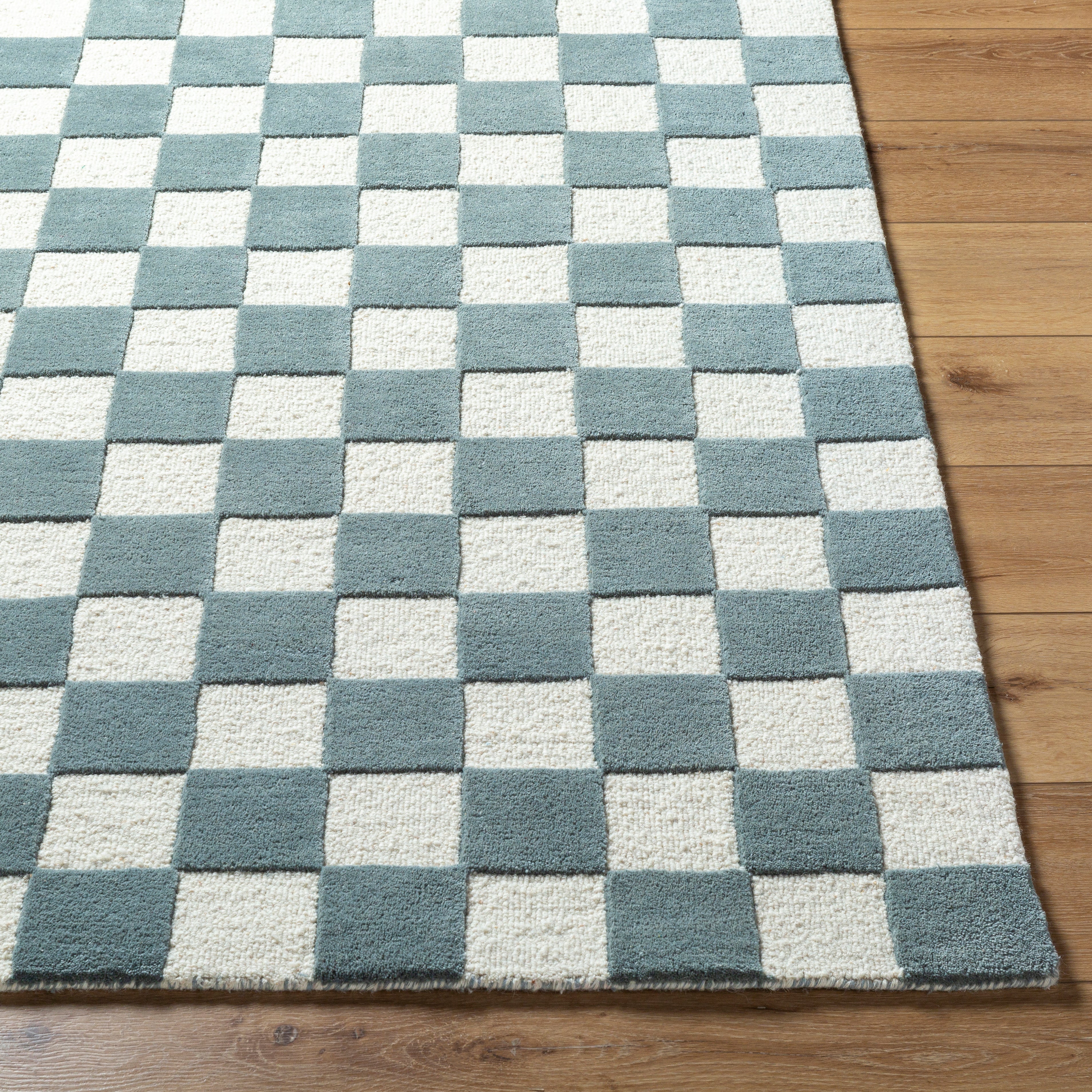 Brooks Checkered Teal Rug 0-RUGS - wool Surya