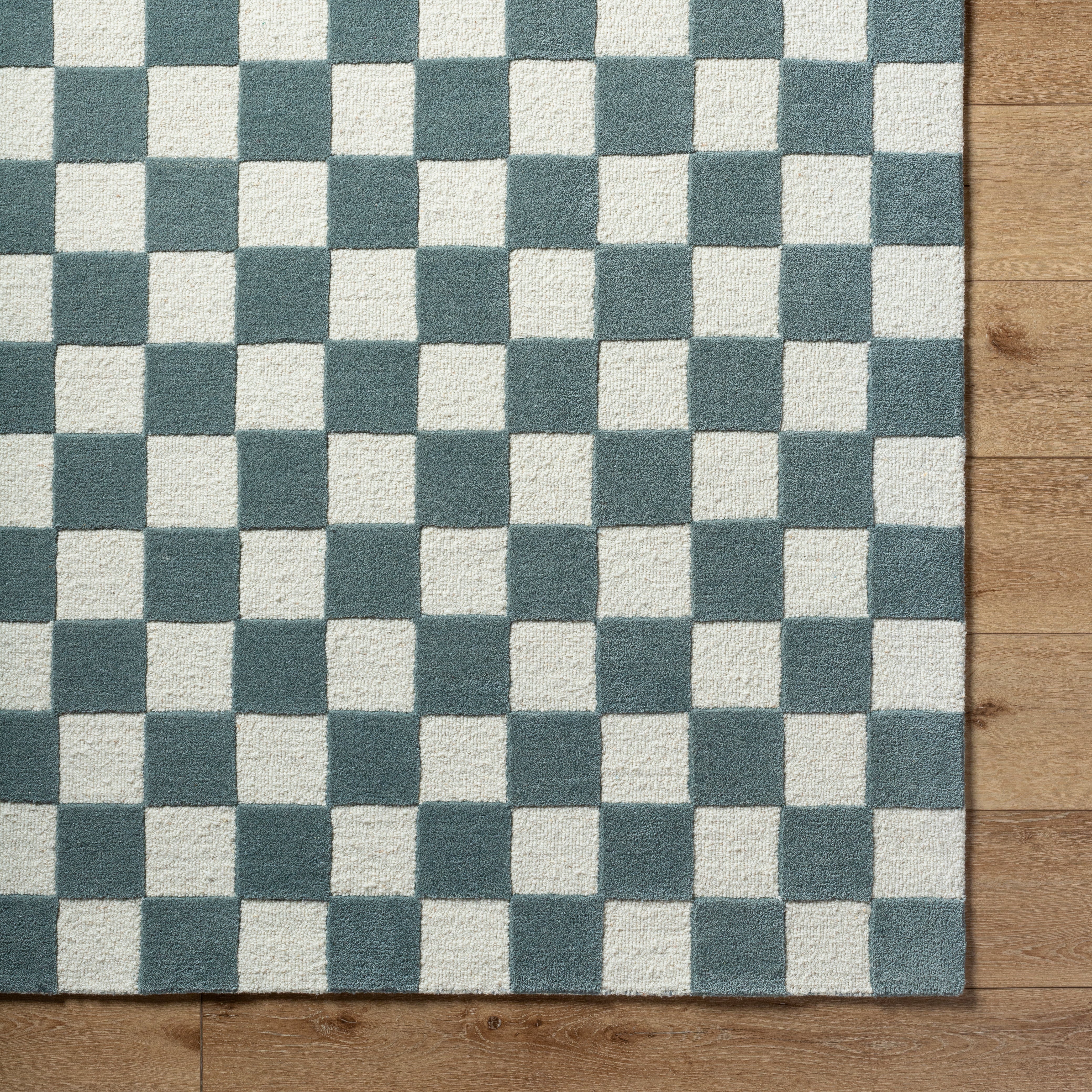 Brooks Checkered Teal Rug 0-RUGS - wool Surya