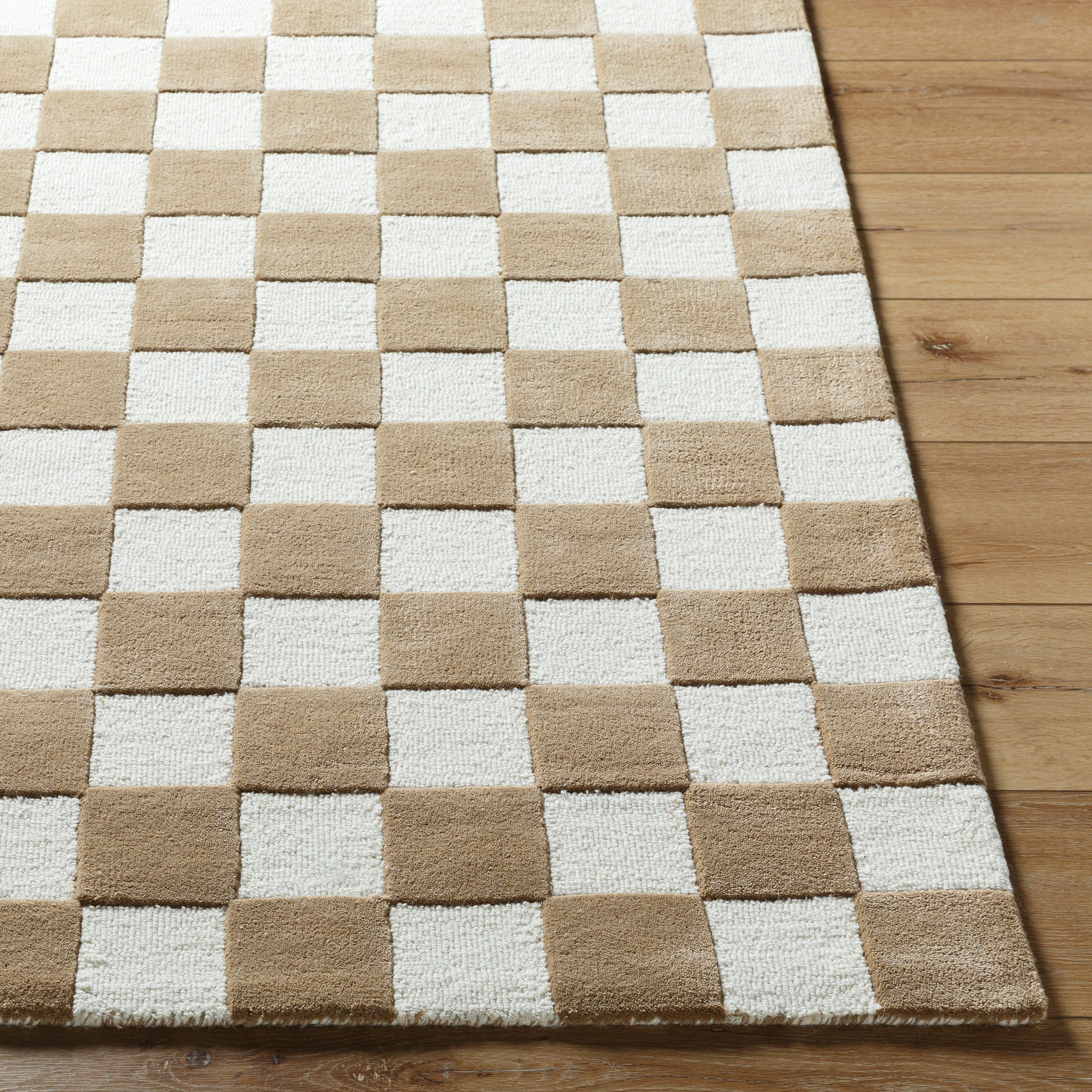 Brooks Checkered Tan Rug 0-RUGS - wool Surya