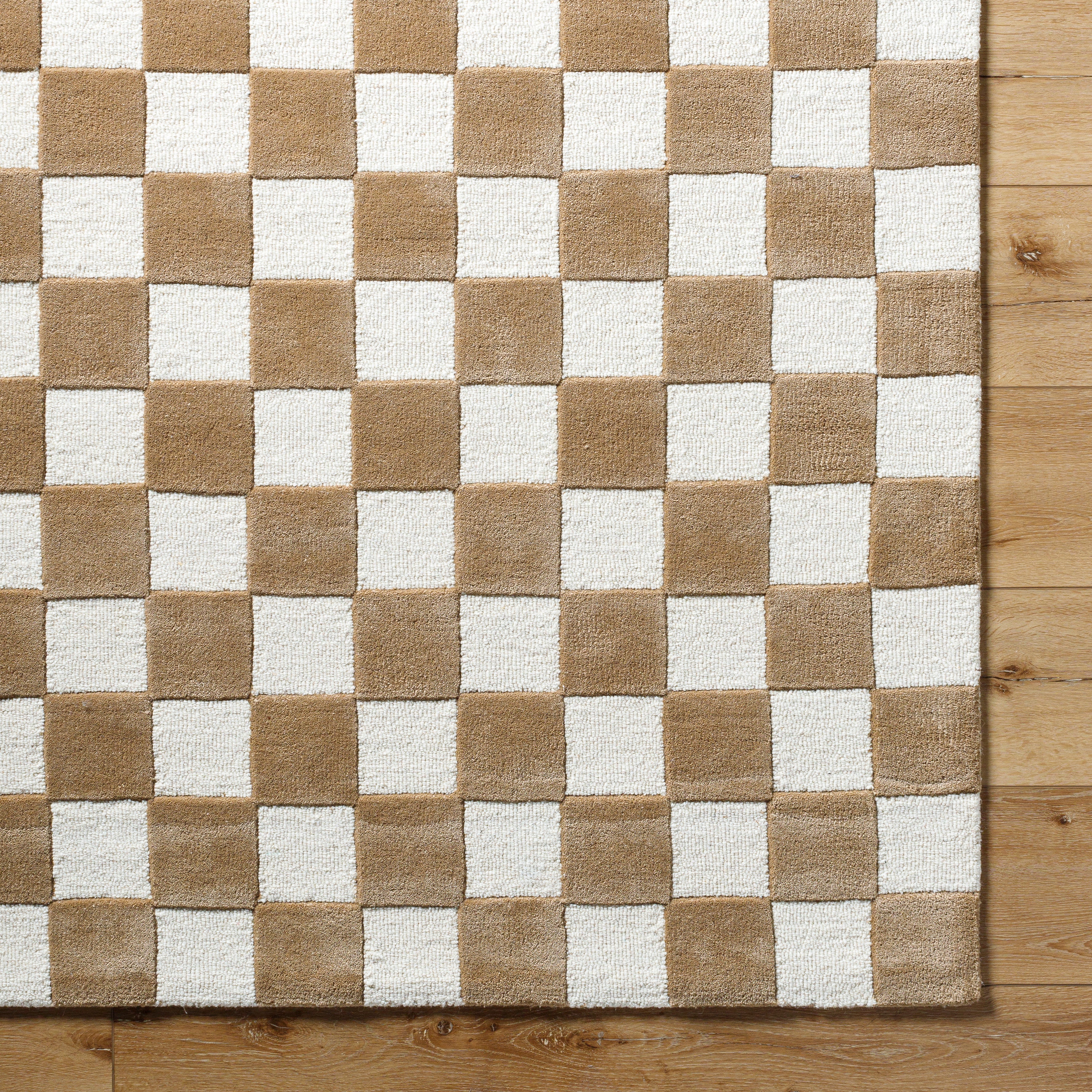 Brooks Checkered Tan Rug 0-RUGS - wool Surya