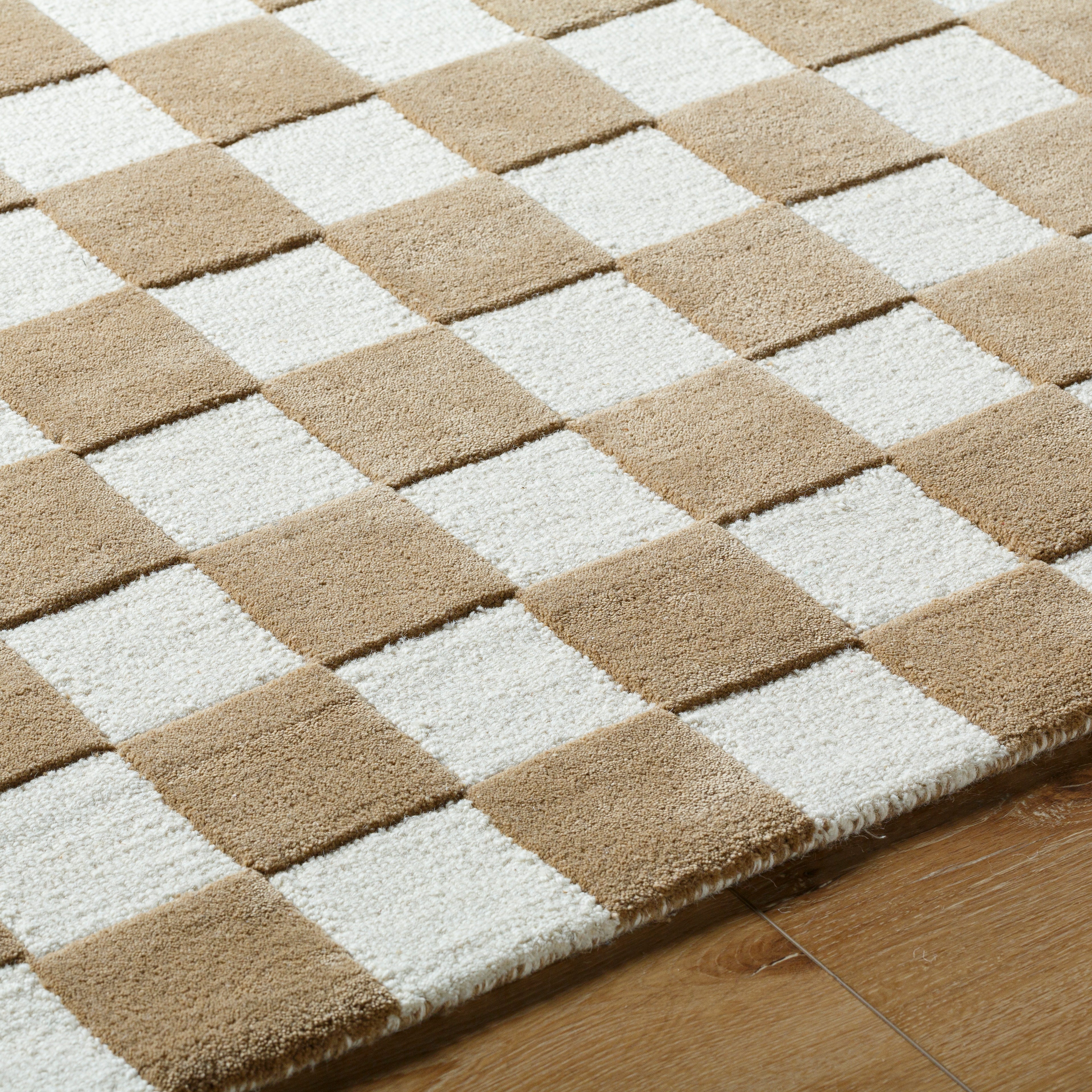 Brooks Checkered Tan Rug 0-RUGS - wool Surya