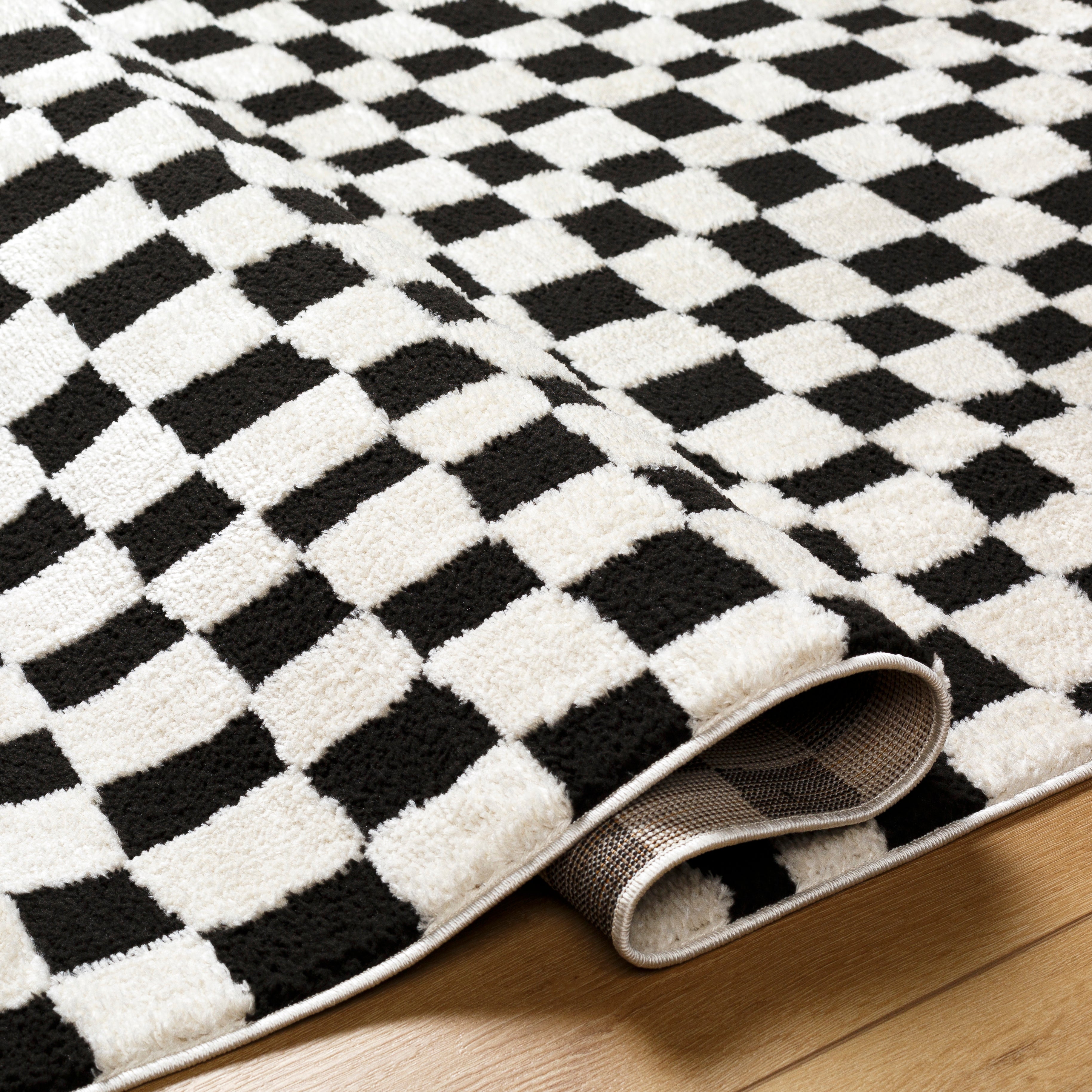 Floyd Black Checkered Rug 0-RUGS - patterned Surya