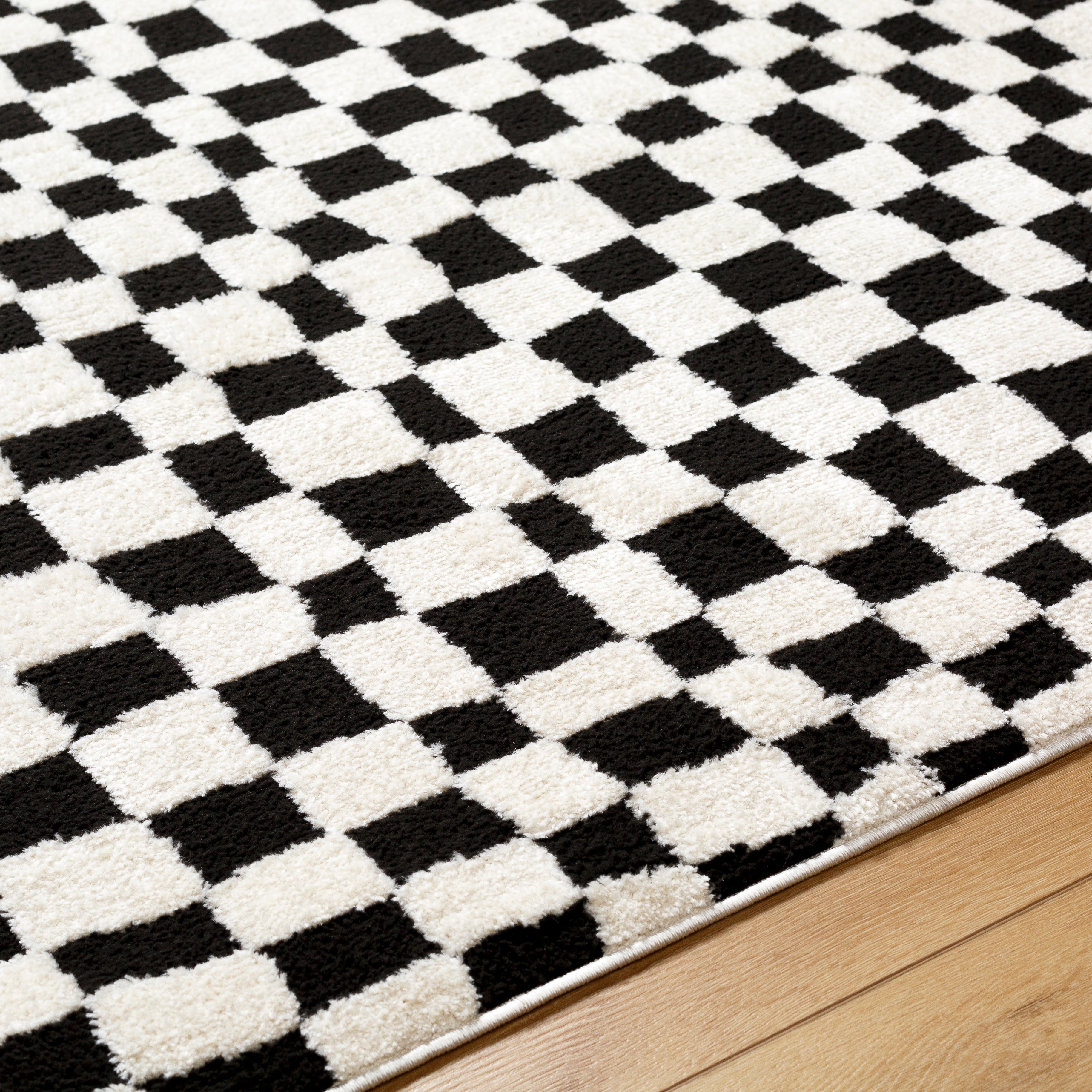 Floyd Black Checkered Rug 0-RUGS - patterned Surya