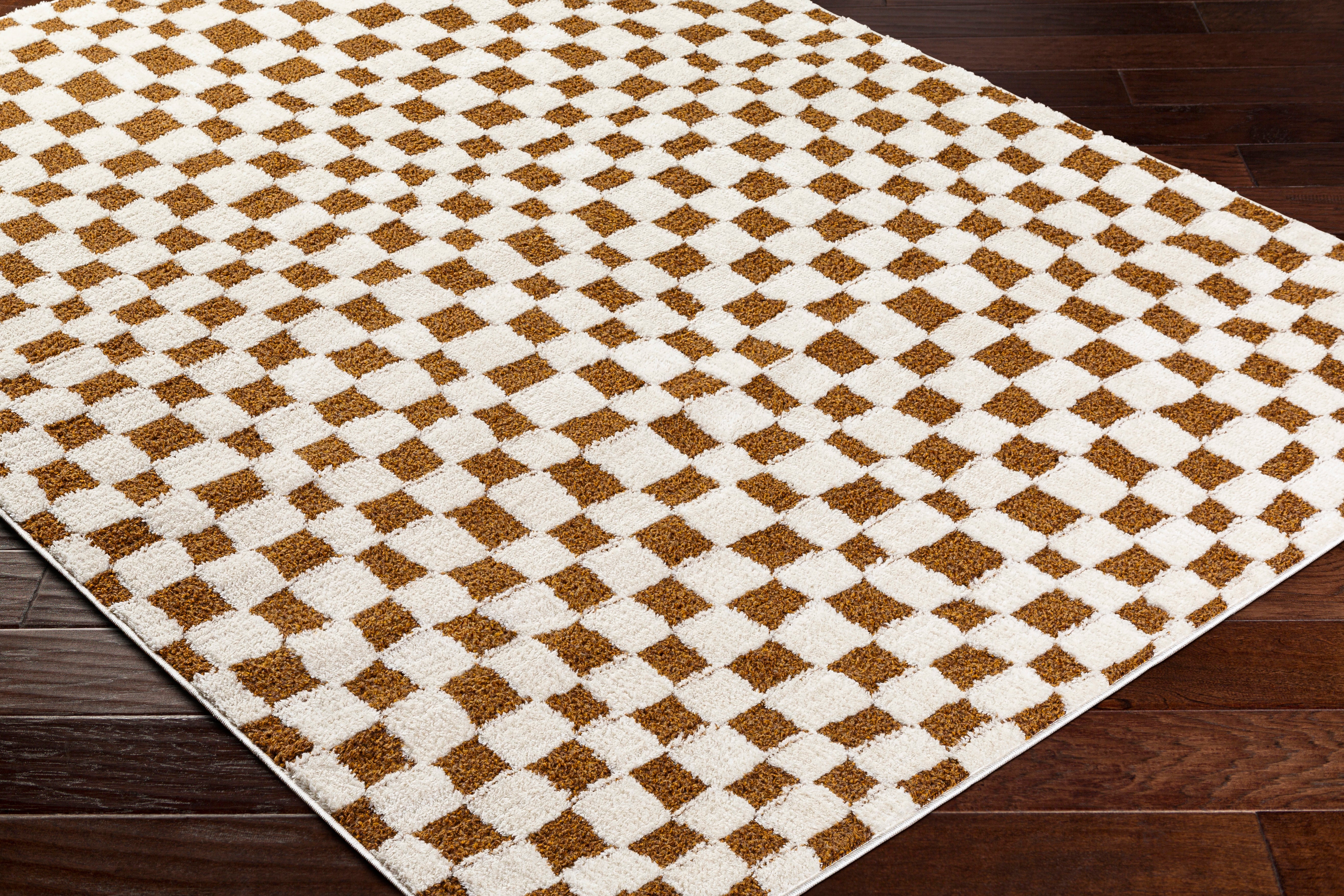 Floyd Camel Checkered Rug 0-RUGS - patterned Surya