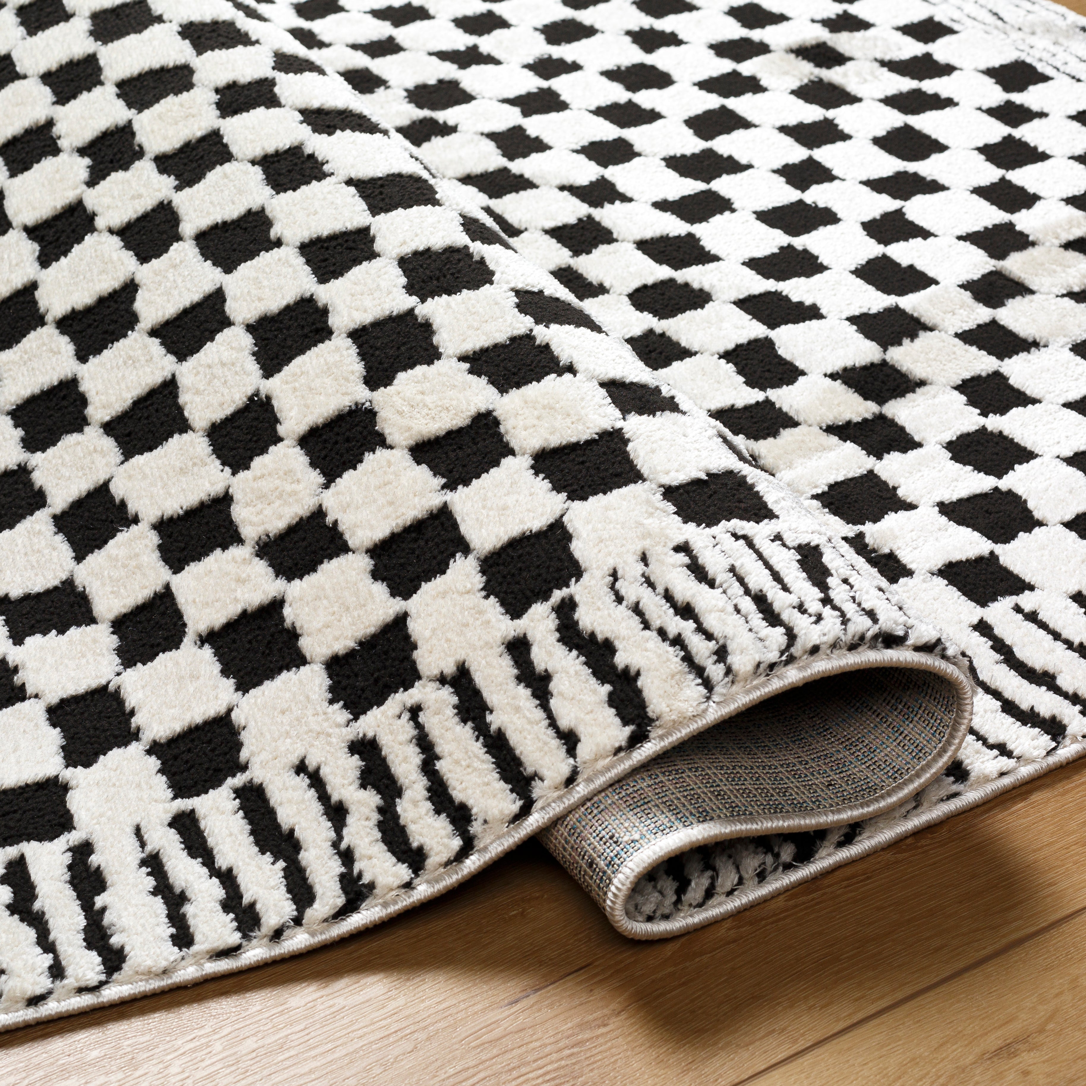 Floyd Black Border Checkered Rug 0-RUGS - patterned Surya