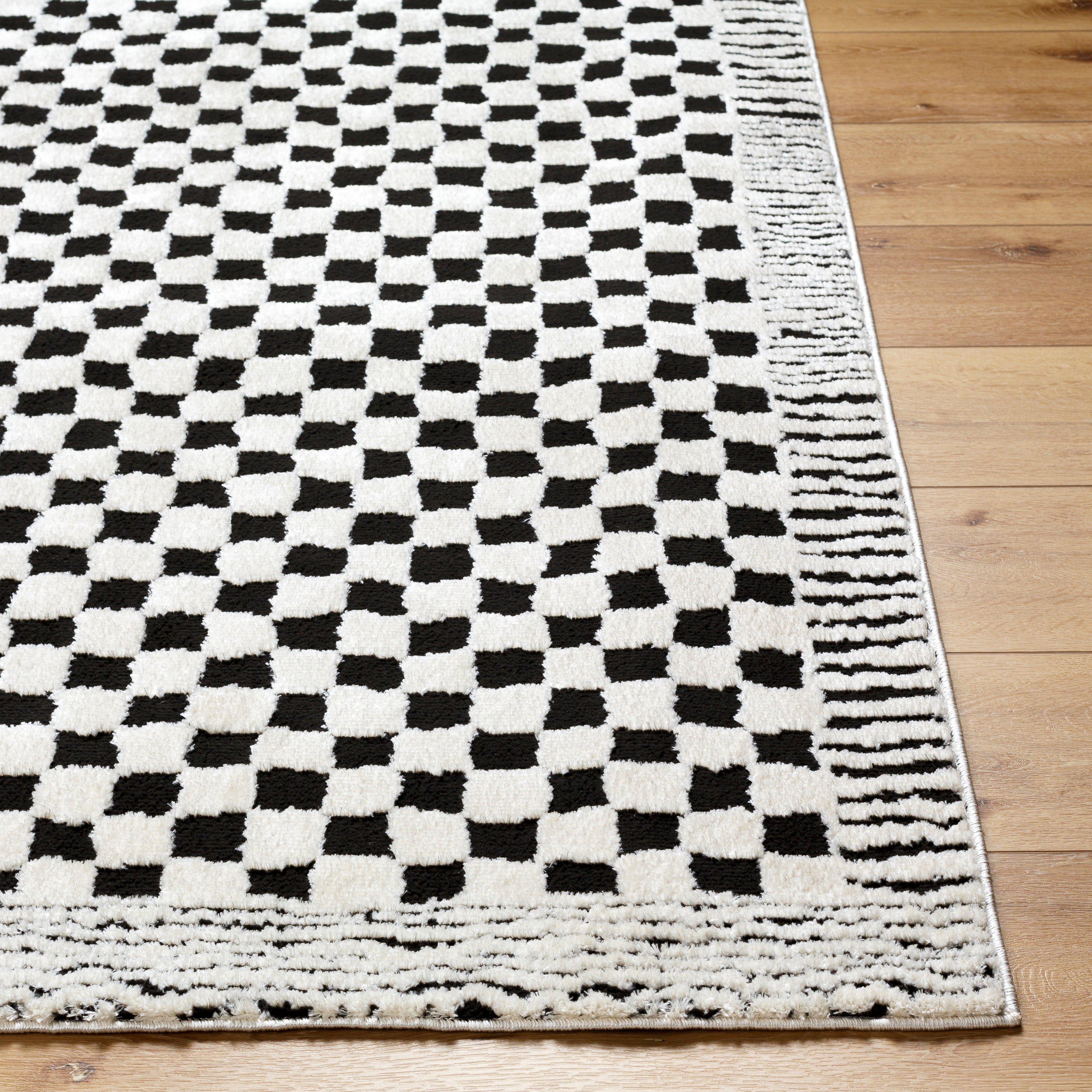 Floyd Black Border Checkered Rug 0-RUGS - patterned Surya