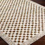 Floyd Camel Border Checkered Rug 0-RUGS - patterned Surya