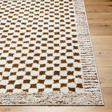 Floyd Camel Border Checkered Rug 0-RUGS - patterned Surya
