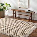 Floyd Camel Border Checkered Rug 0-RUGS - patterned Surya