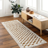 Floyd Camel Border Checkered Rug 0-RUGS - patterned Surya