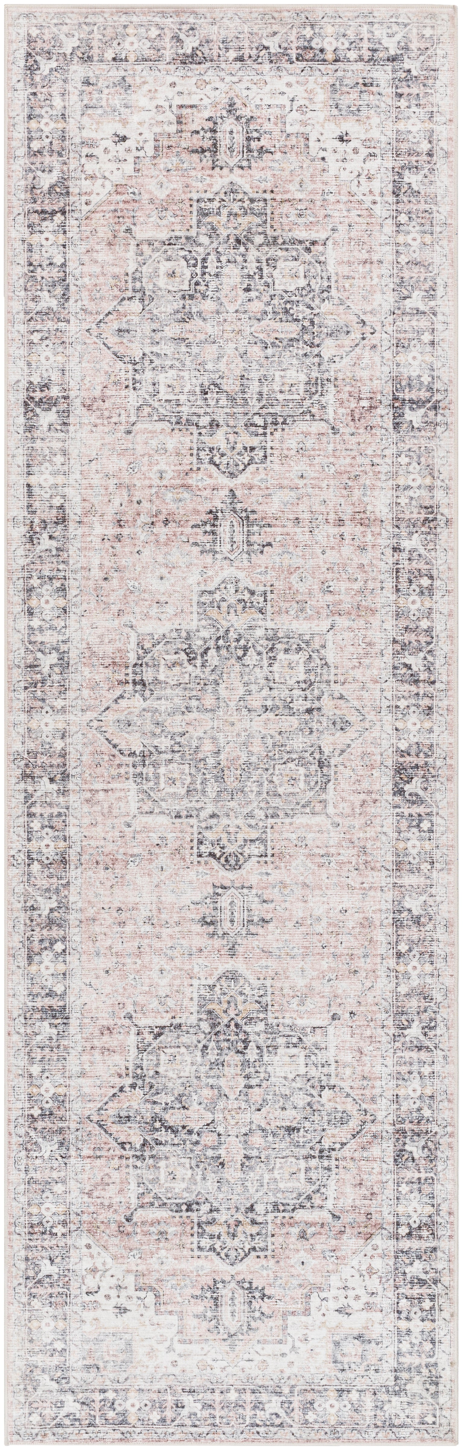 Laverne Charcoal / Blush Washable Rug 1 - RUGS - patterned Surya