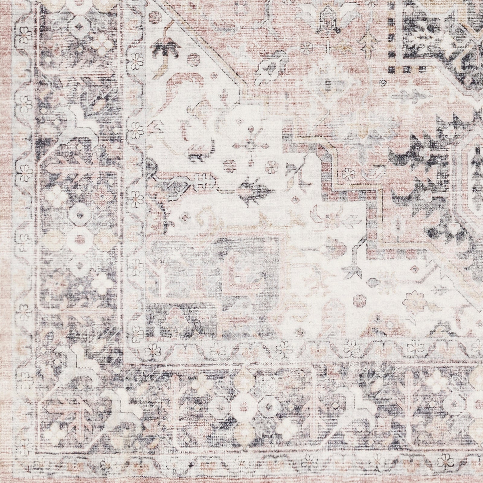 Laverne Charcoal / Blush Washable Rug 1 - RUGS - patterned Surya
