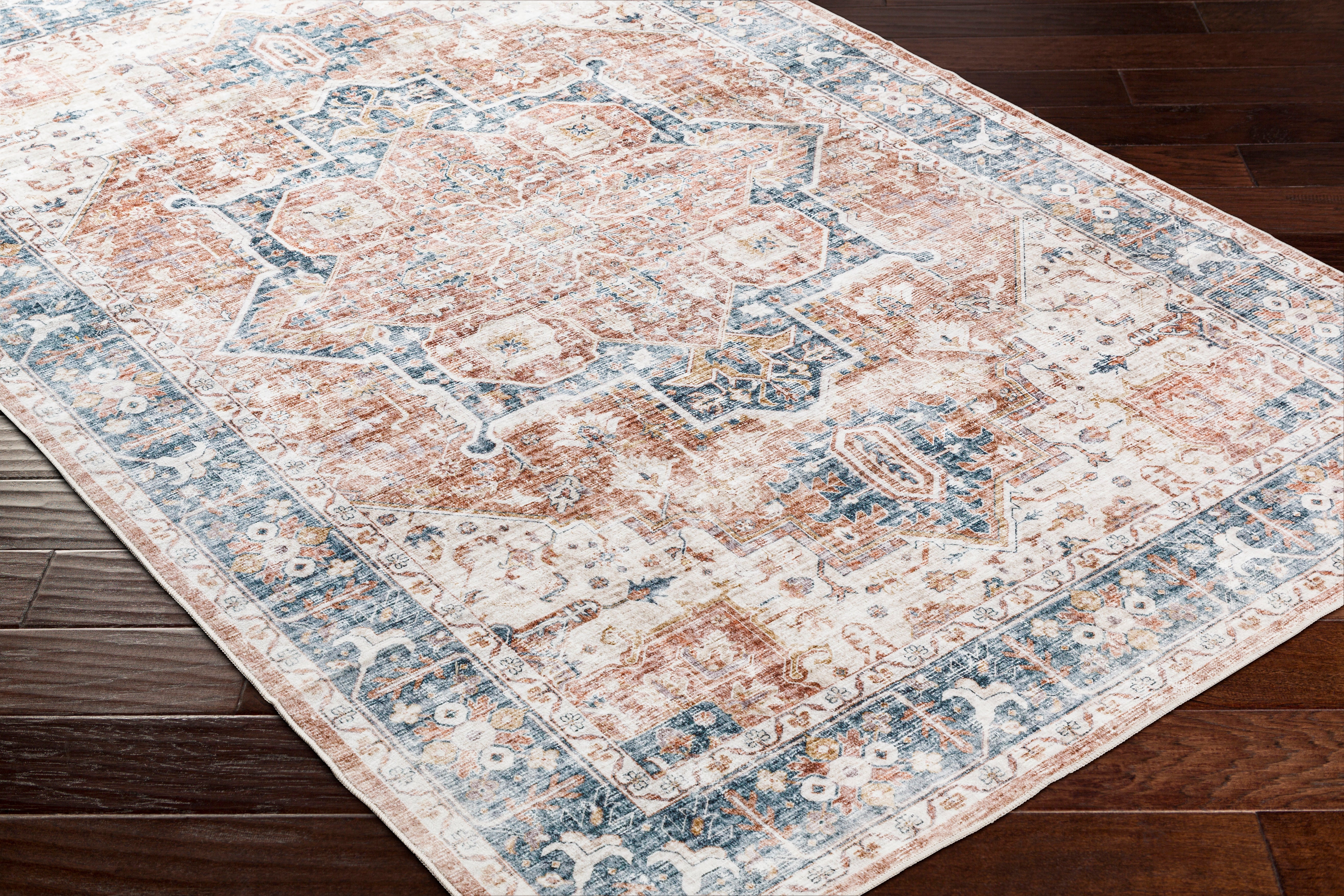 Laverne Denim / Rose Washable Rug 1 - RUGS - patterned Surya