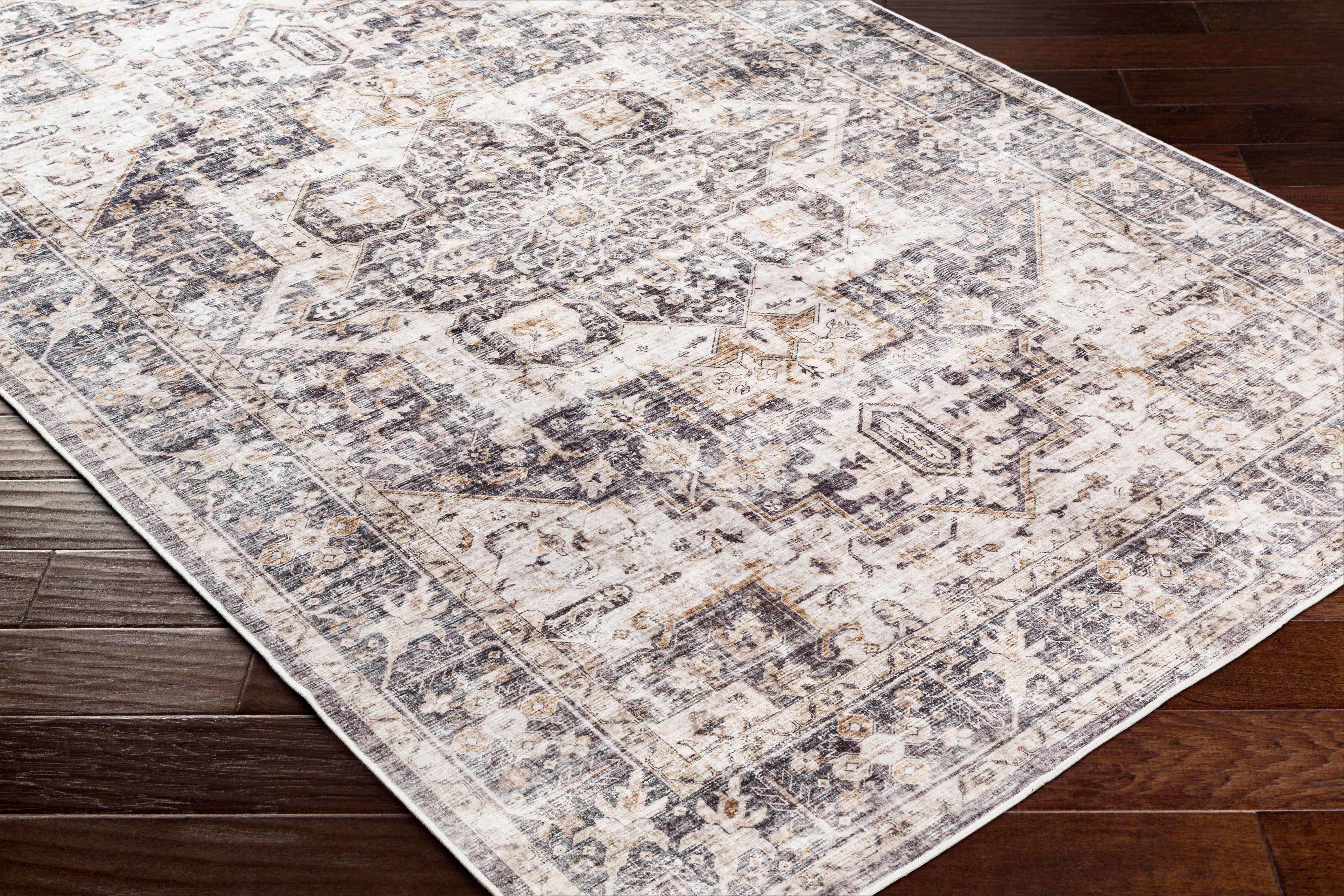 Laverne Charcoal / Beige Washable Rug 1 - RUGS - patterned Surya