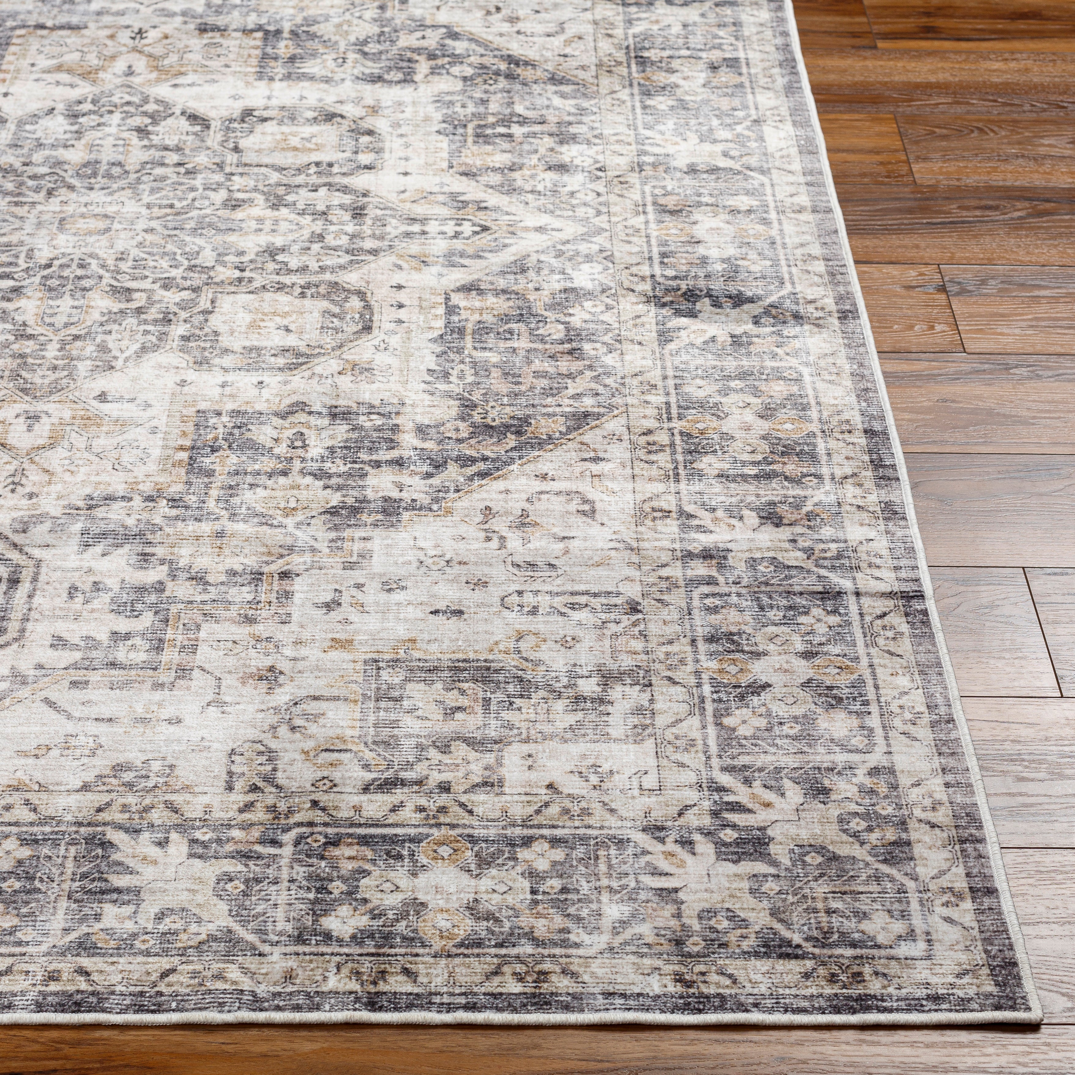 Laverne Charcoal / Beige Washable Rug 1 - RUGS - patterned Surya