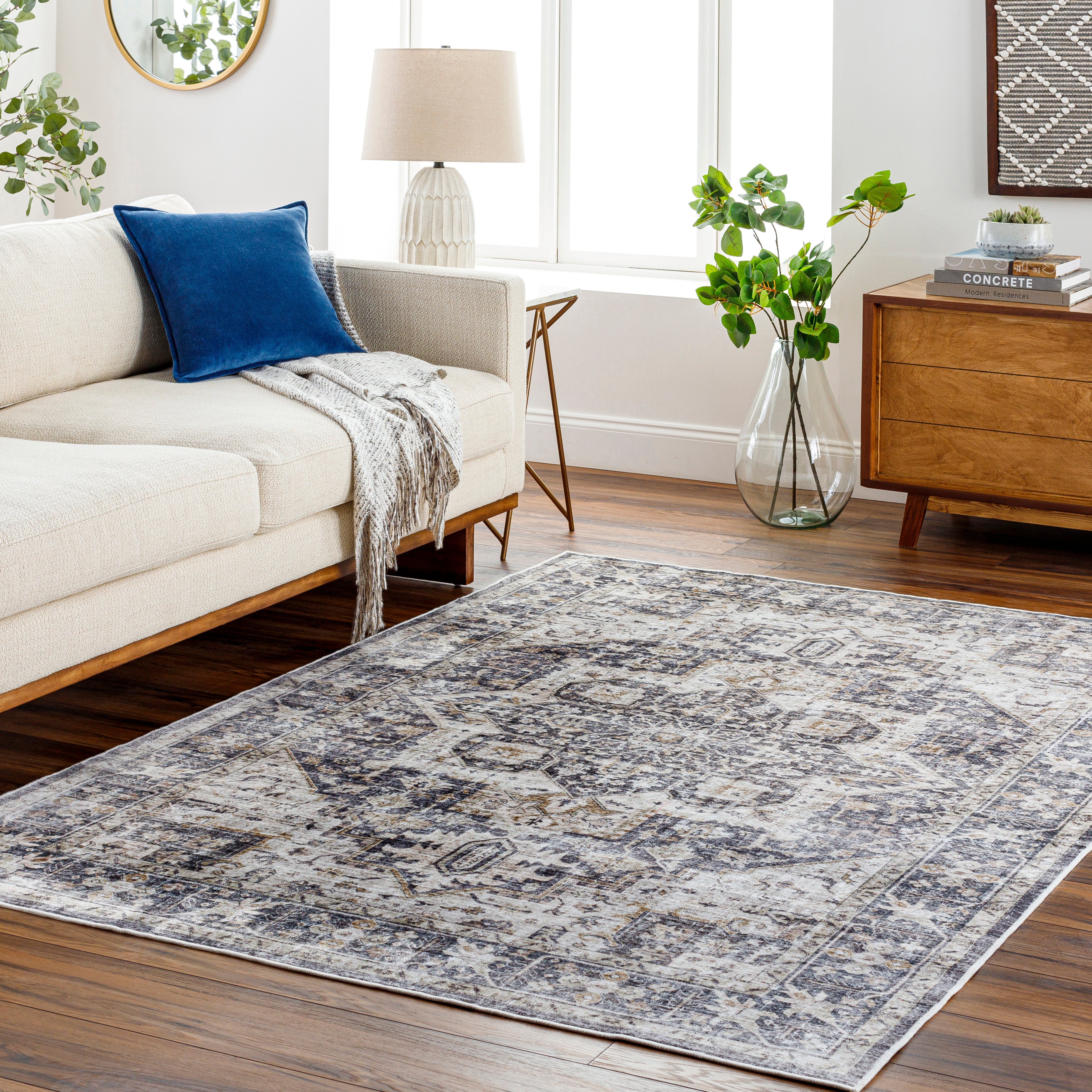 Laverne Charcoal / Beige Washable Rug 1 - RUGS - patterned Surya