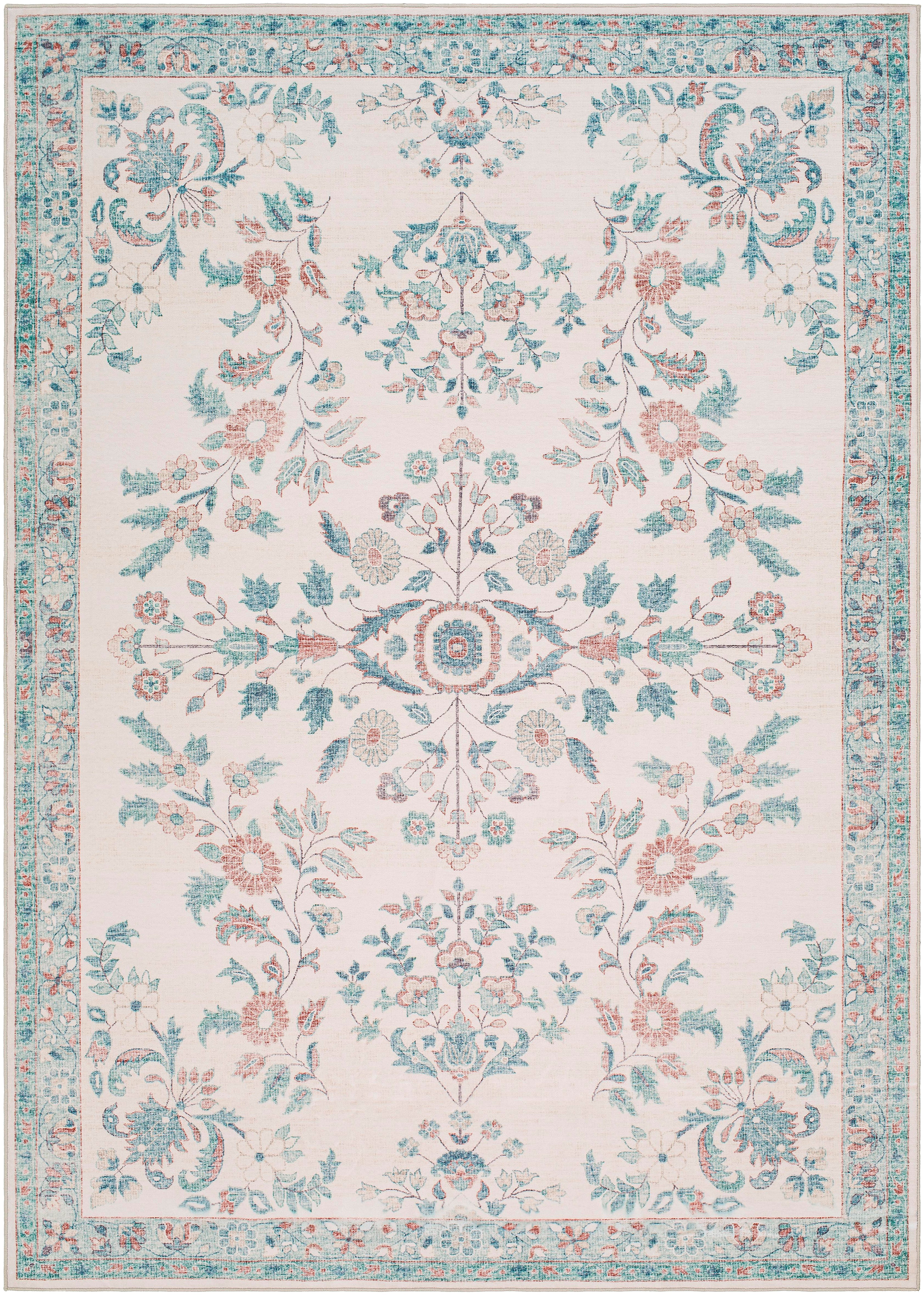 Laverne Floral Ivory Washable Rug 1 - RUGS - patterned Surya