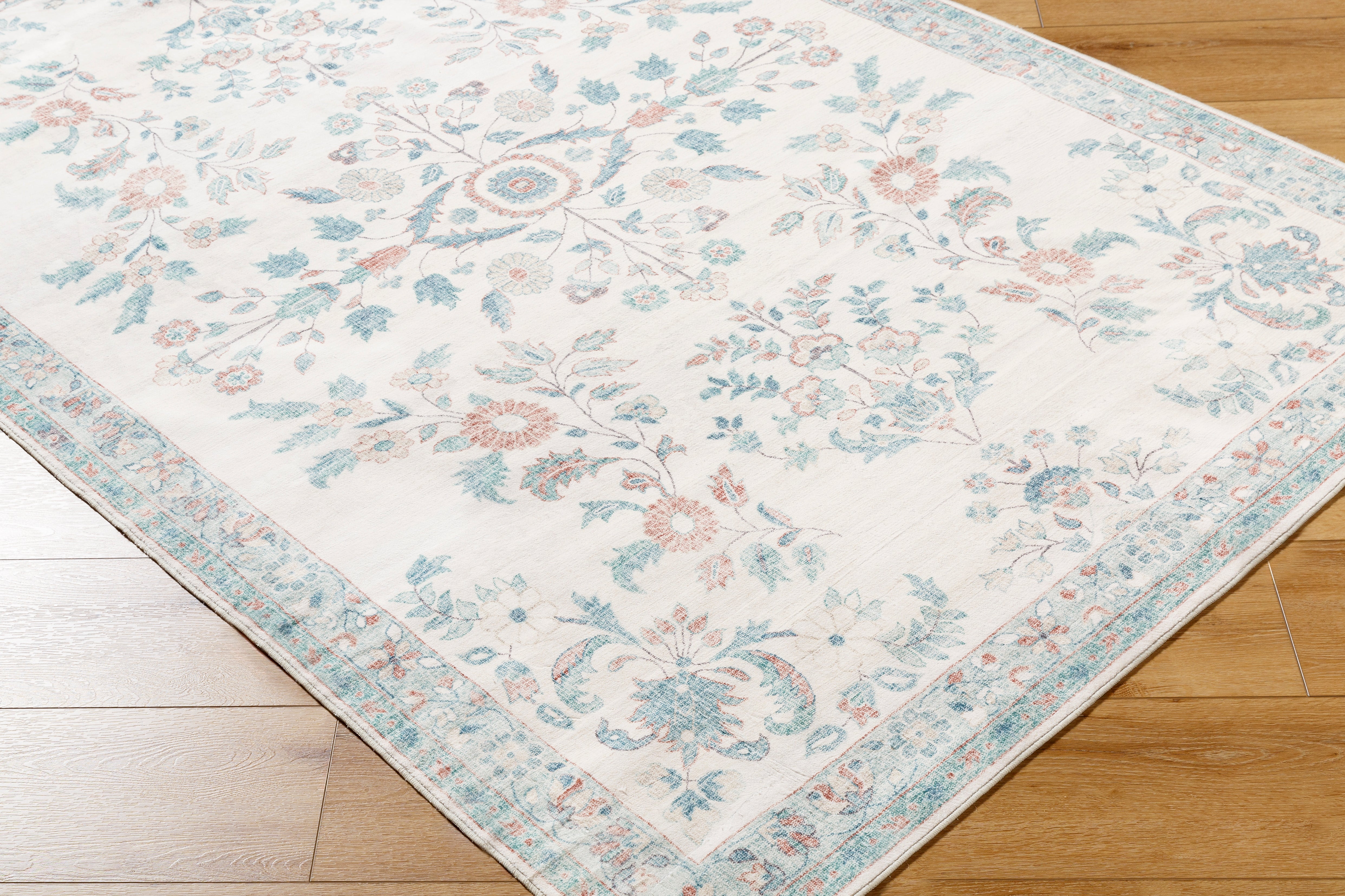 Laverne Floral Ivory Washable Rug 1 - RUGS - patterned Surya