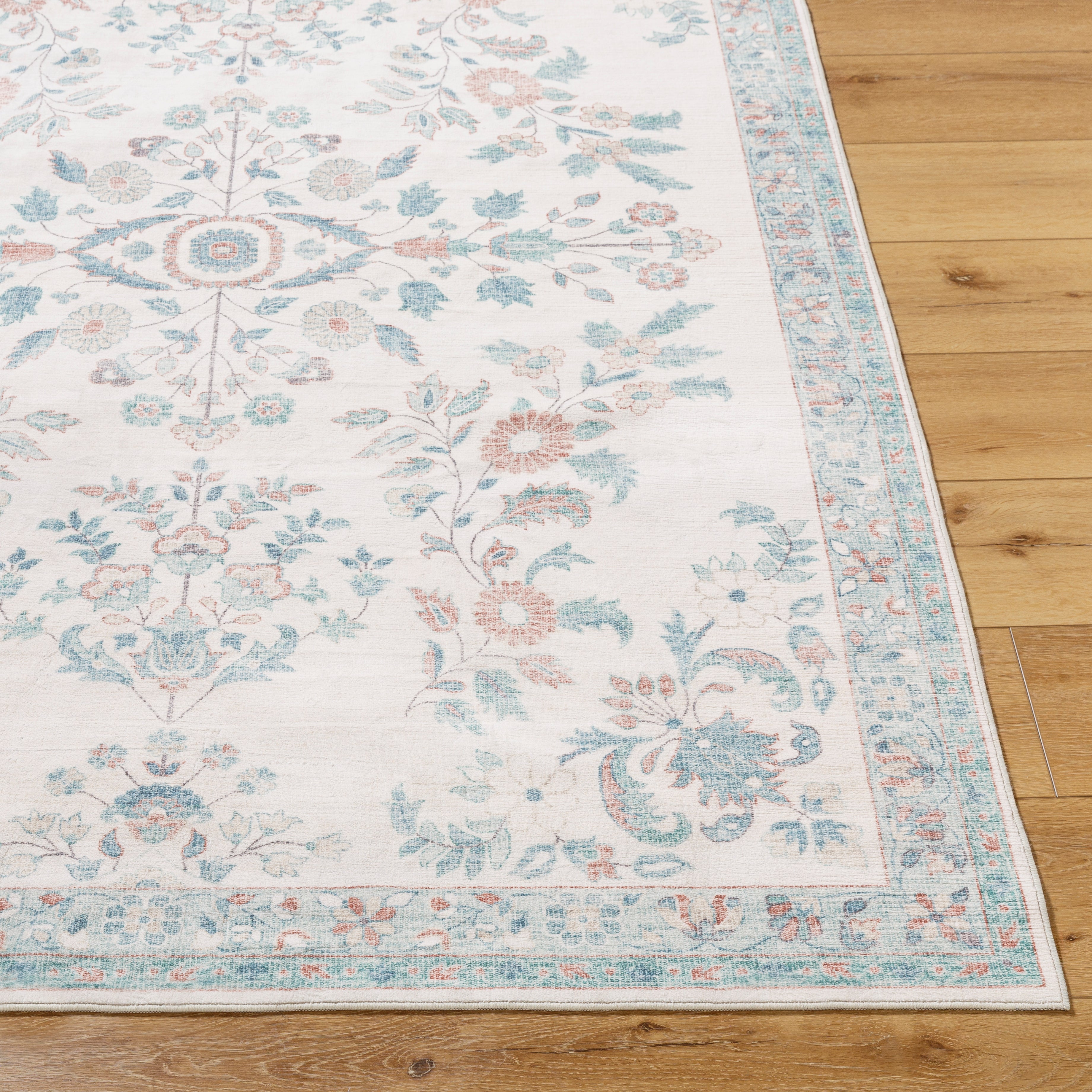 Laverne Floral Ivory Washable Rug 1 - RUGS - patterned Surya
