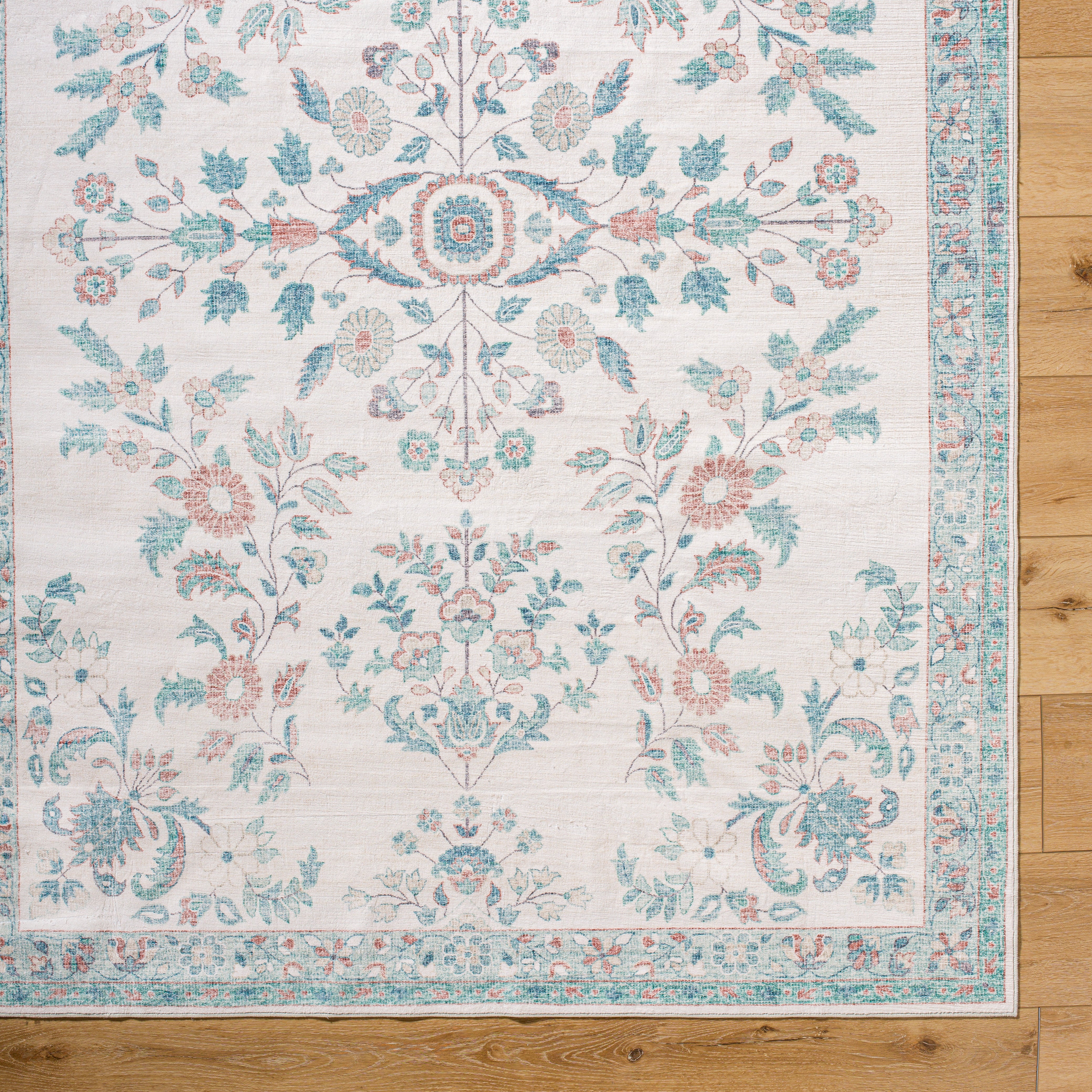 Laverne Floral Ivory Washable Rug 1 - RUGS - patterned Surya