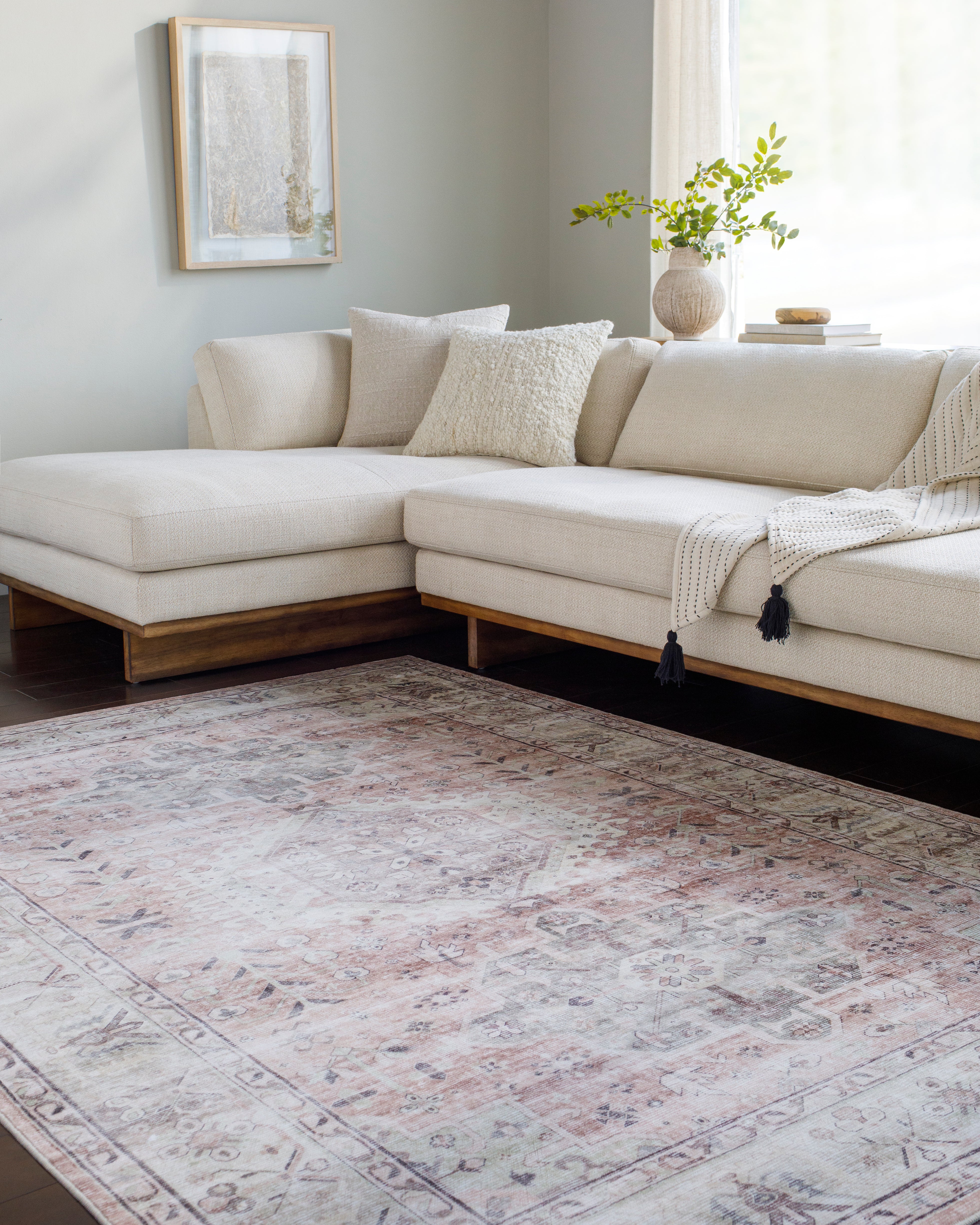 Laverne Sage / Blush Washable Rug 1 - RUGS - patterned Surya