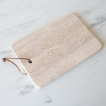 Travertine Cheese Board with Leather Tie - Rug & Weave
