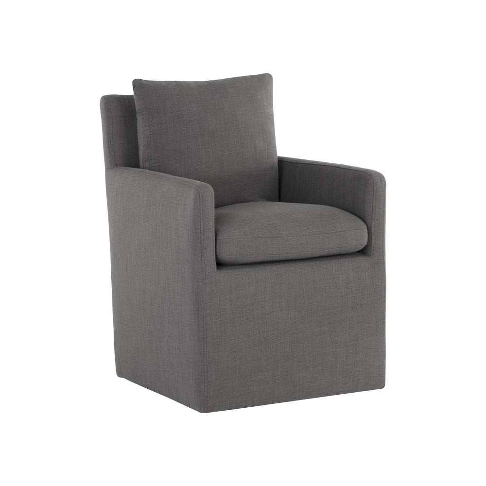 Glenris Wheeled Dining Armchair FURNITURE - dining chair Sunpan Effie Smoke