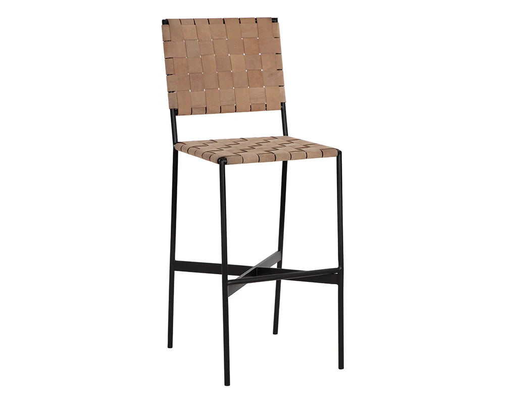 Omar Barstool FURNITURE - barstool Sunpan Tan Leather